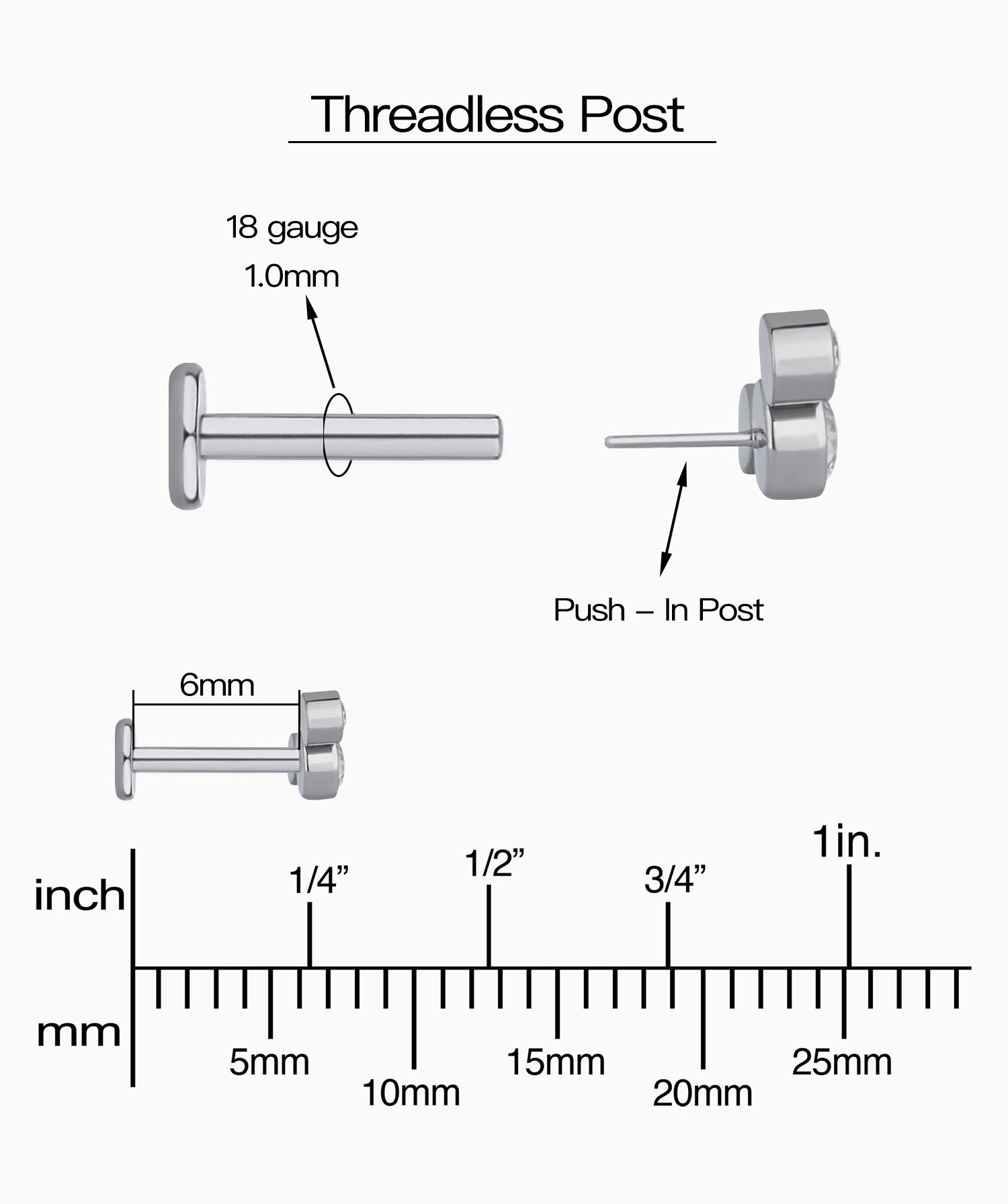 Titanium Basic Gemstone Flatback Stud - OumoJewelry