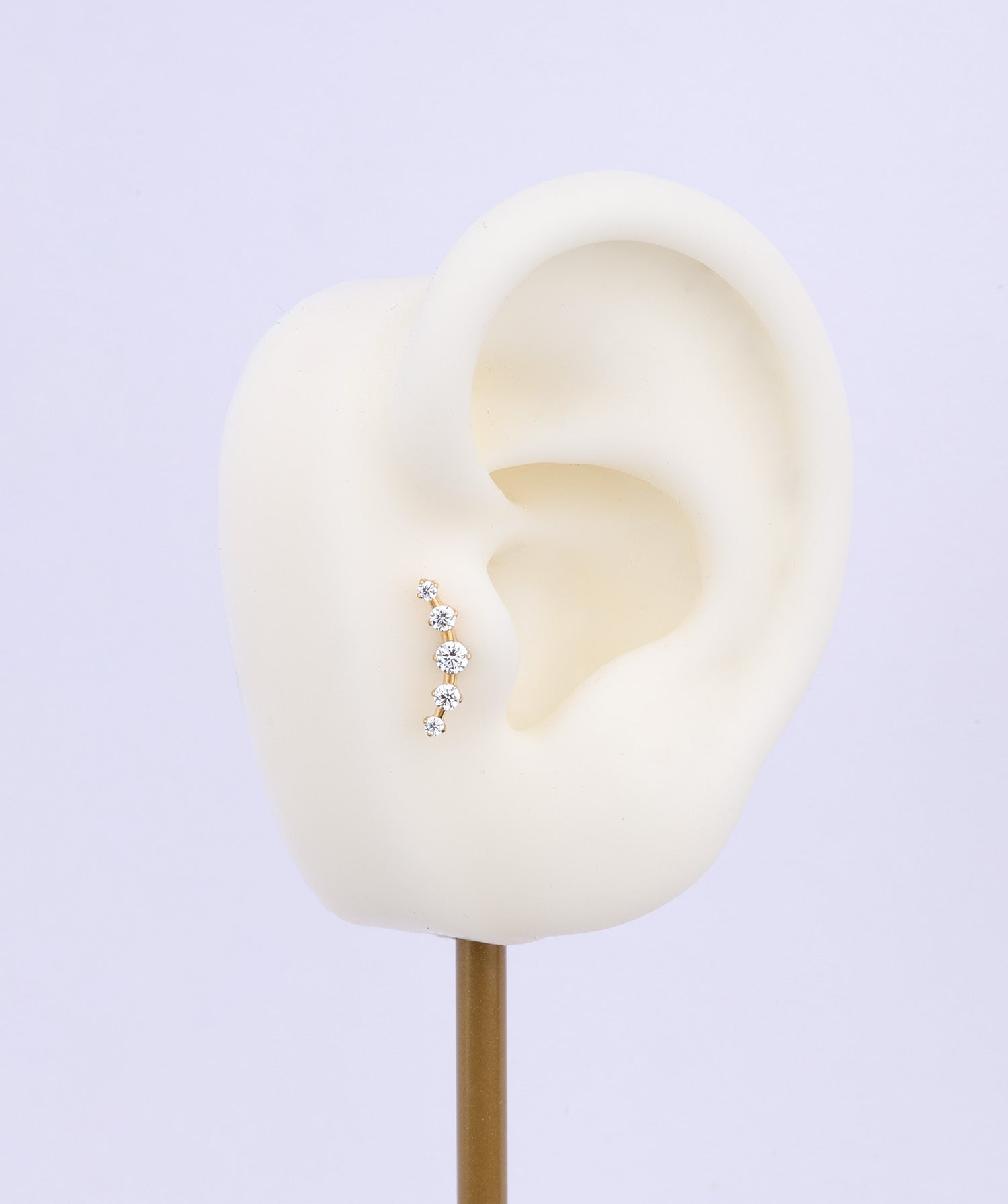 Titanium Curved Gems Flatback Stud - OumoJewelry