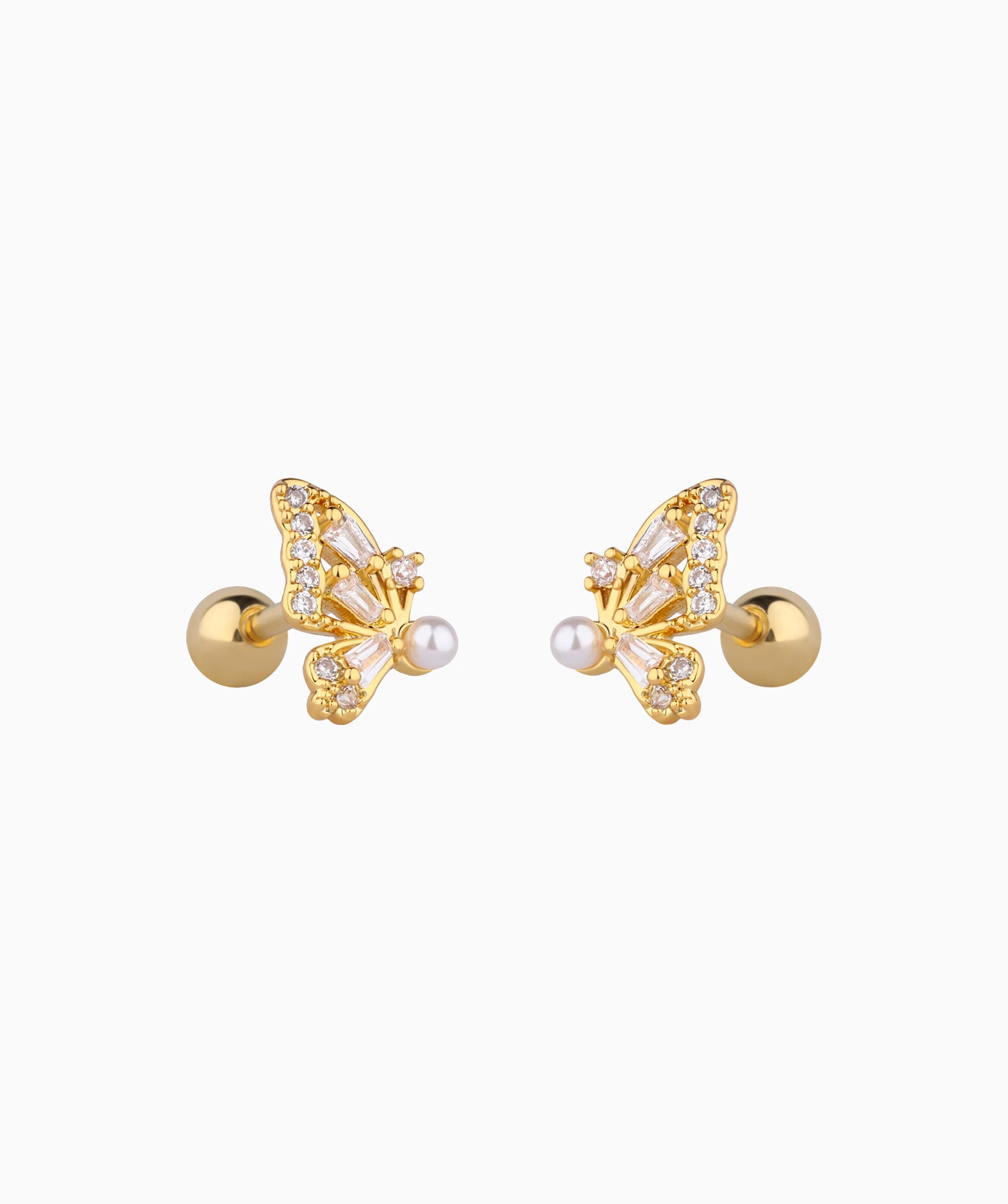 Glowing Pearl Butterfly Studs - OumoJewelry