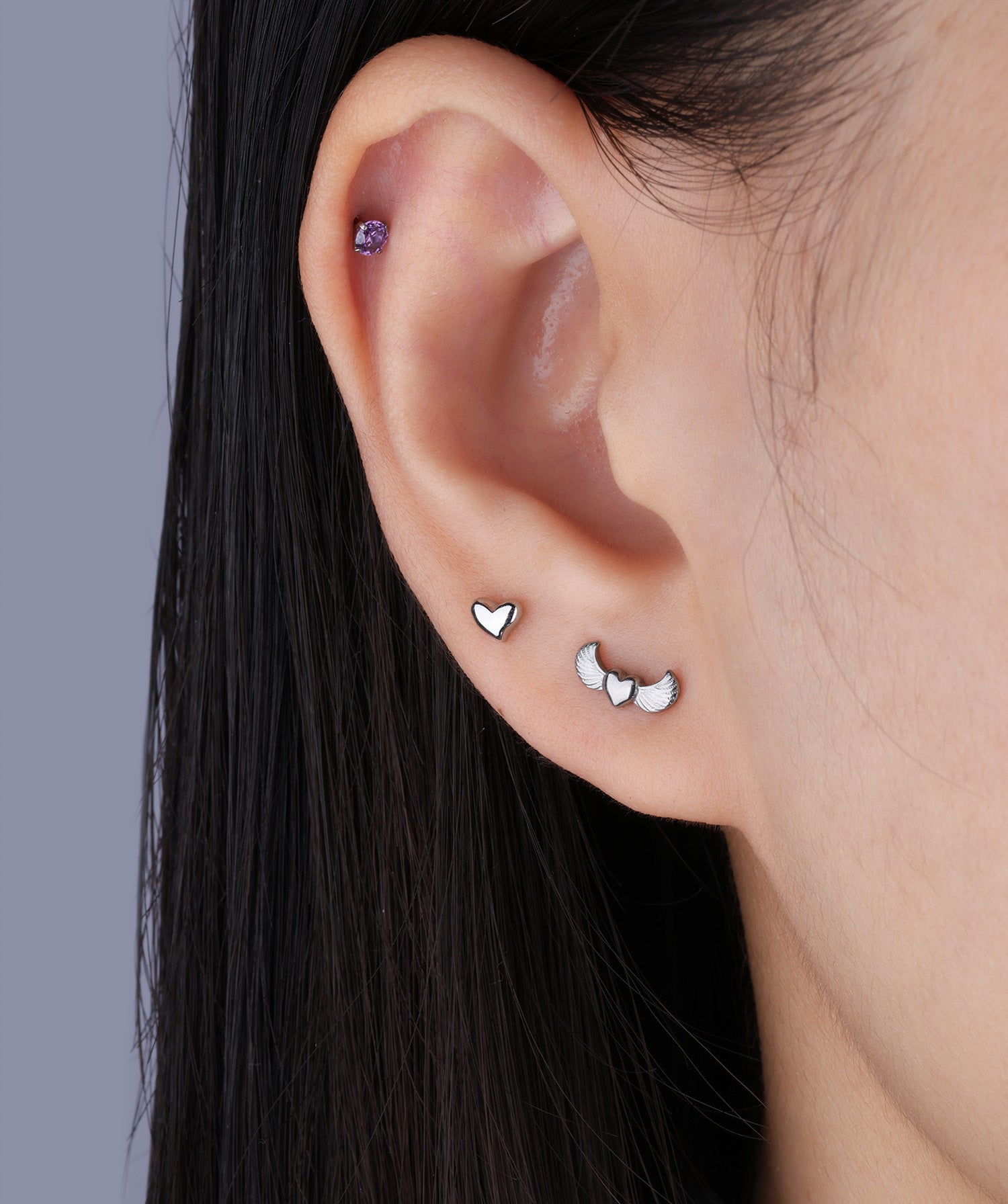 Titanium Love Wing Flatback Stud - OumoJewelry