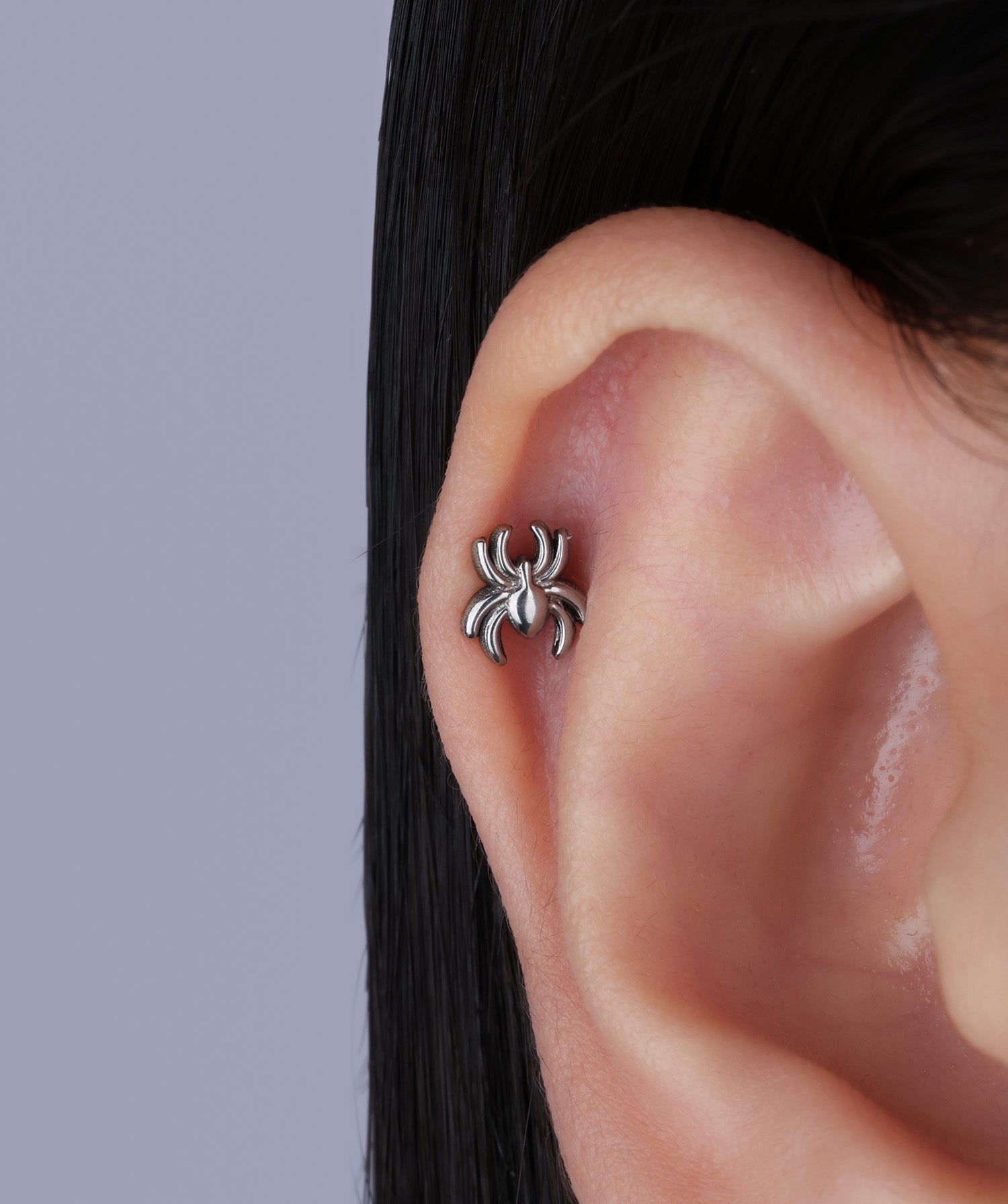 Titanium Spider Flatback Stud - OumoJewelry