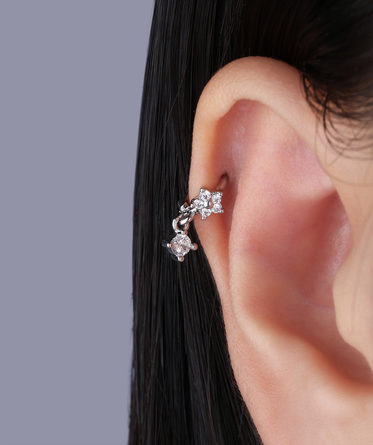 Petite Flower Helix Hoop - OumoJewelry