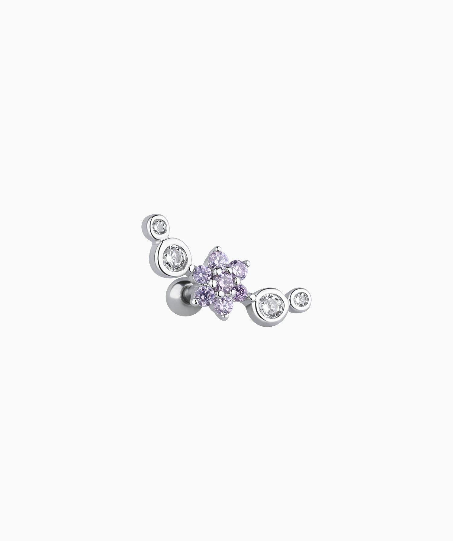 Curved Flower Stud - Stainless Steel - Upper Lobe, Helix, Flat - Oumo Jewelry