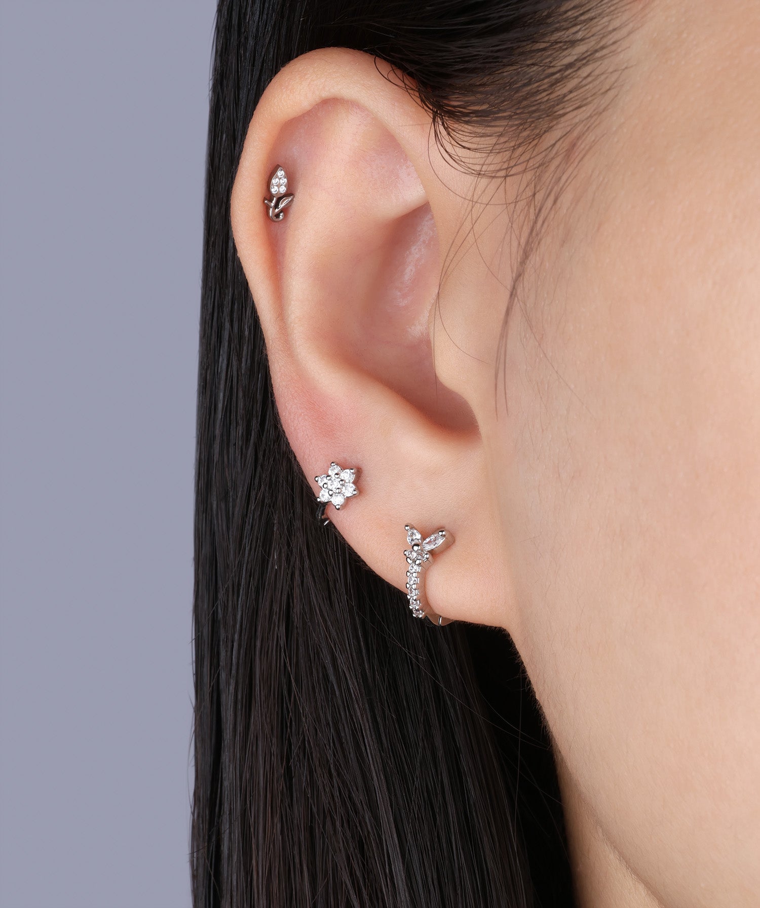 Titanium Tulip Flower Flatback Stud - OumoJewelry