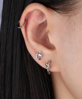 Charming Heart Moon Stud - OumoJewelry