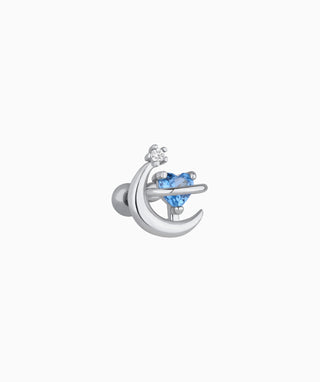 Charming Heart Moon Stud - OumoJewelry