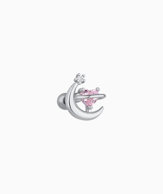 Charming Heart Moon Stud - OumoJewelry