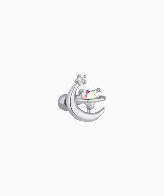 Charming Heart Moon Stud - OumoJewelry