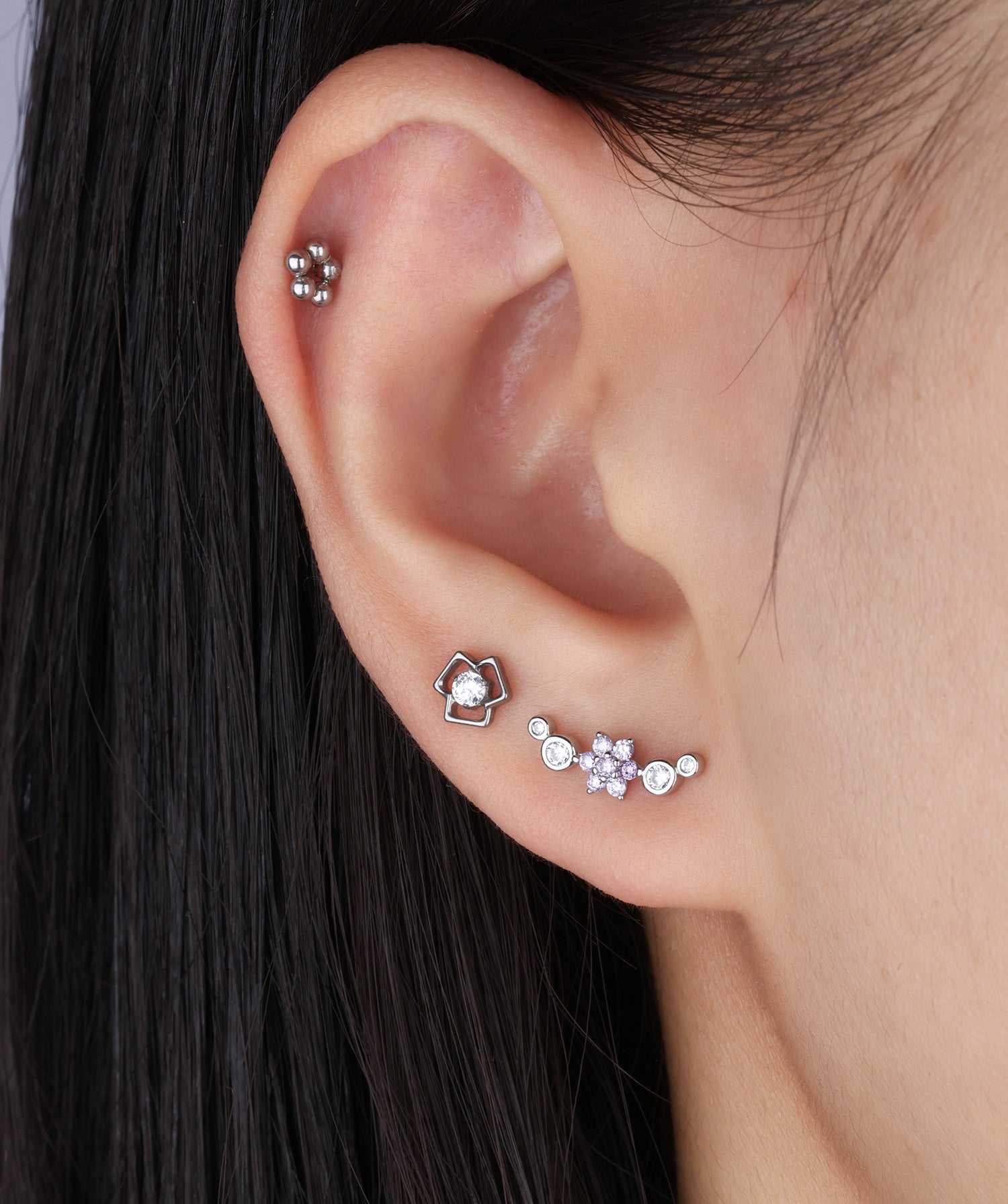Titanium Flower Flatback Stud - OumoJewelry