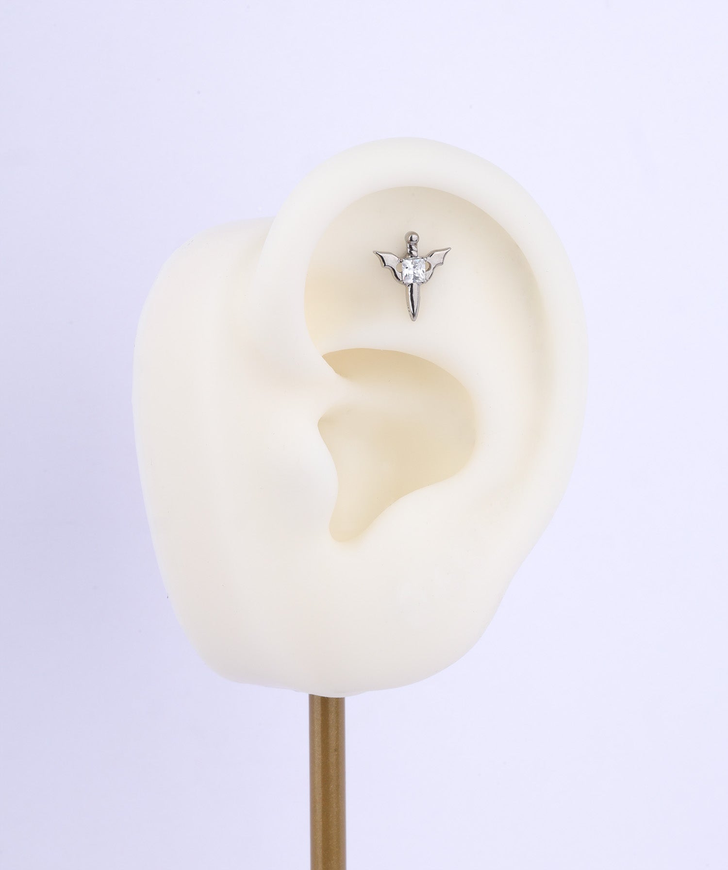 Titanium Winged Sword Flatback Stud - OumoJewelry