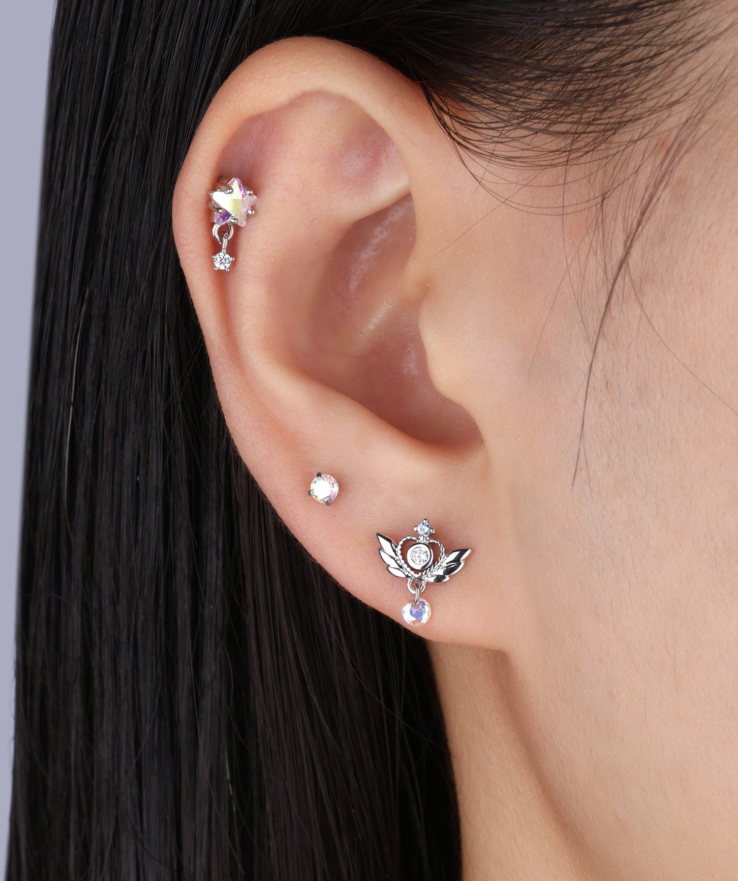 Titanium Charm Gemstones Flatback Stud - OumoJewelry