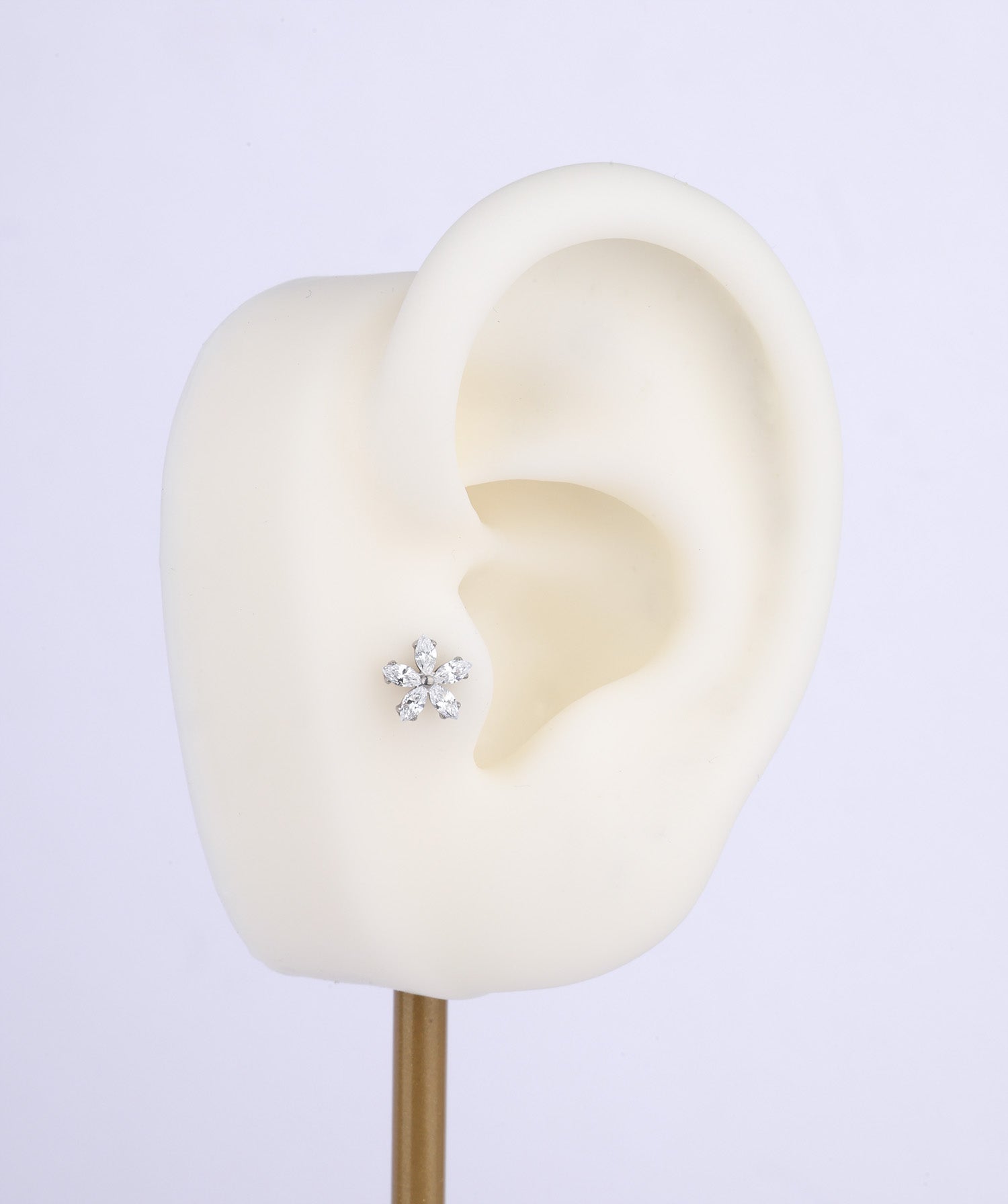 Titanium Dazzling Flower Flatback Stud - OumoJewelry
