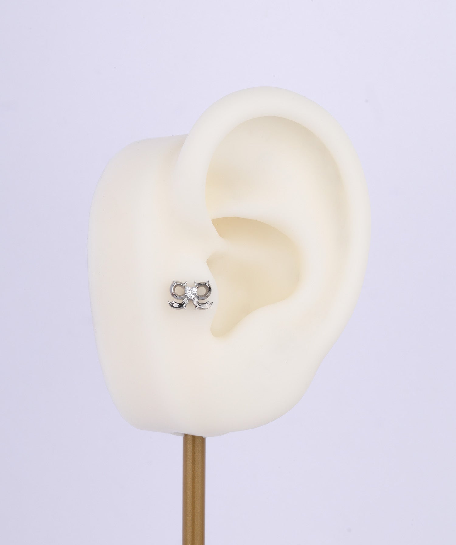 Titanium Spiked Bow Flatback Stud - OumoJewelry