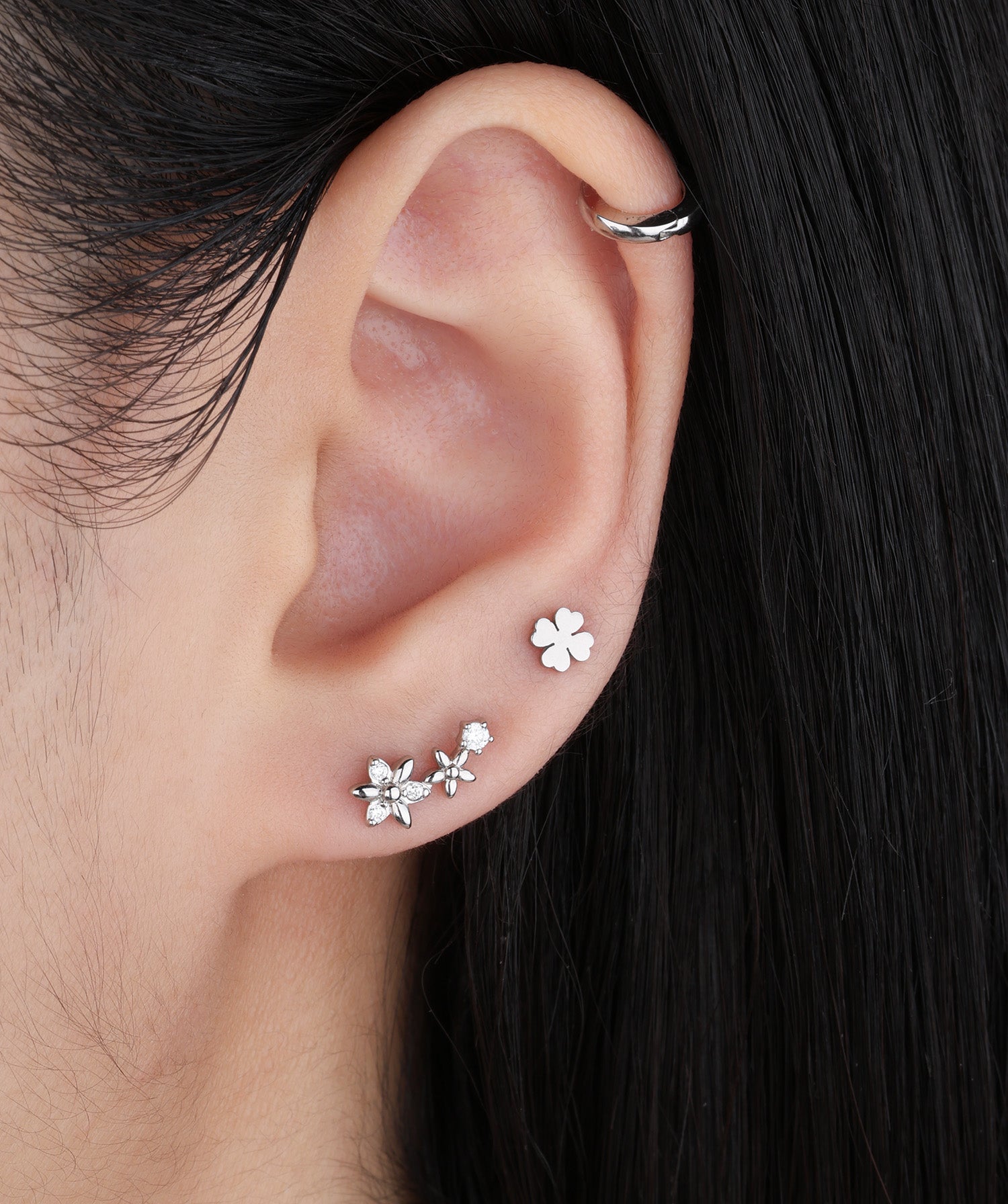 Lucky Leaf Clover Flatback Stud - OumoJewelry