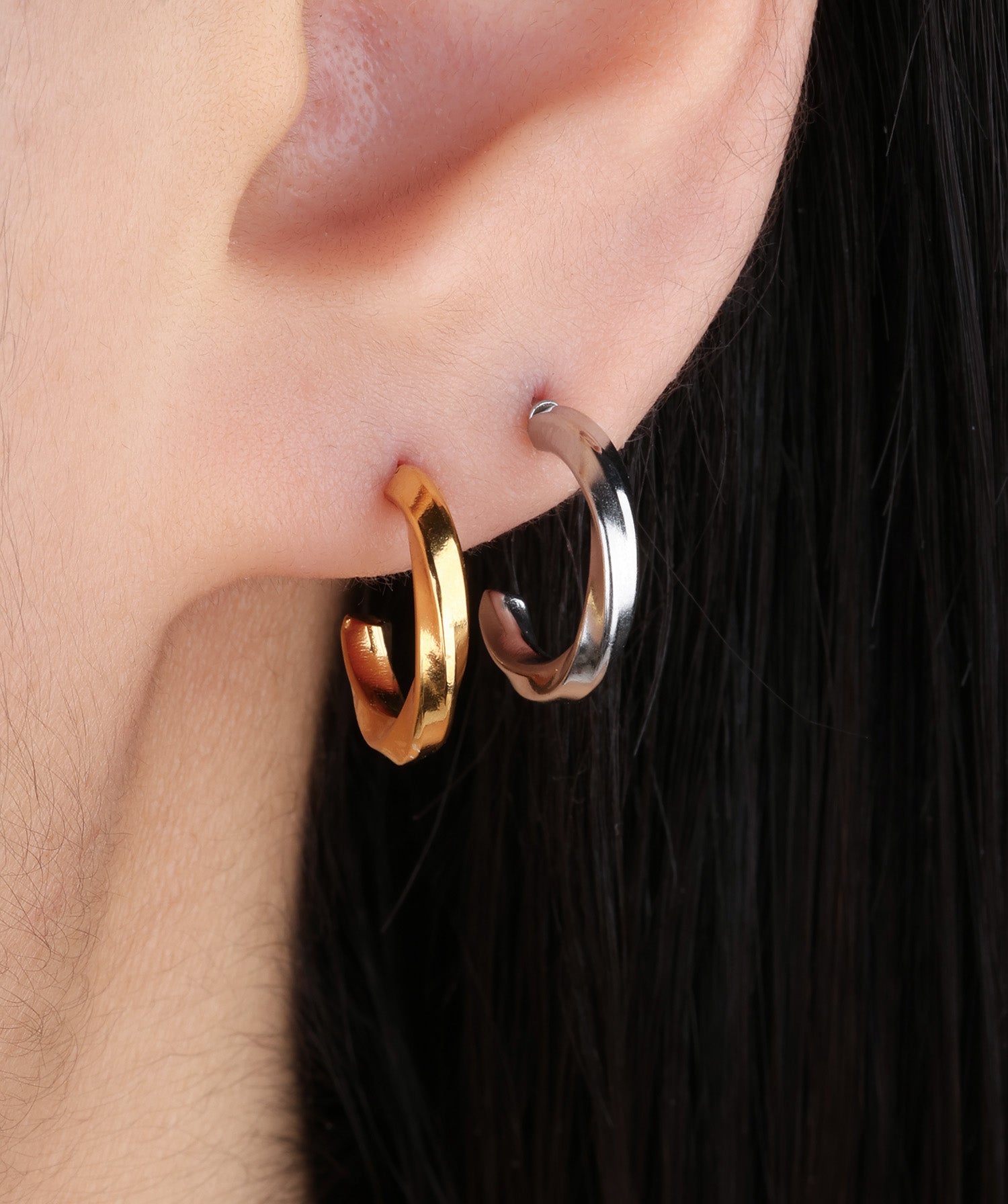 Twisted Huggie Hoops - OumoJewelry