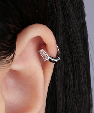 Simple Rectangular Gem Hoop - OumoJewelry