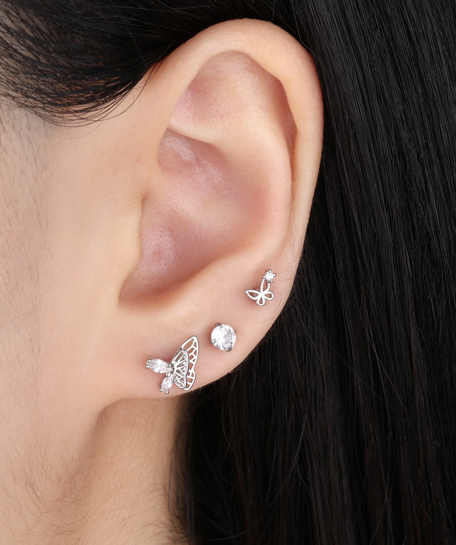 Delicate Textured Butterfly Stud - OumoJewelry