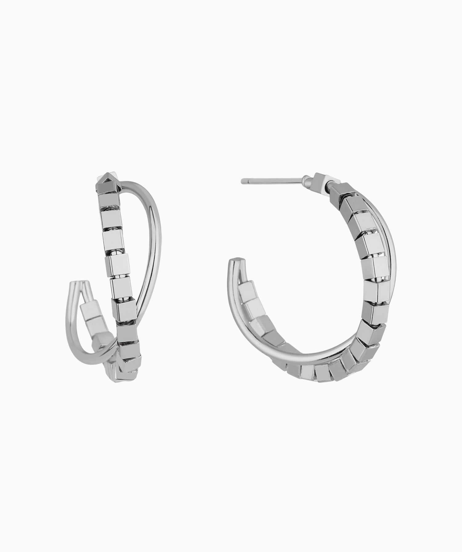 Cross Double Huggie Hoops - OumoJewelry