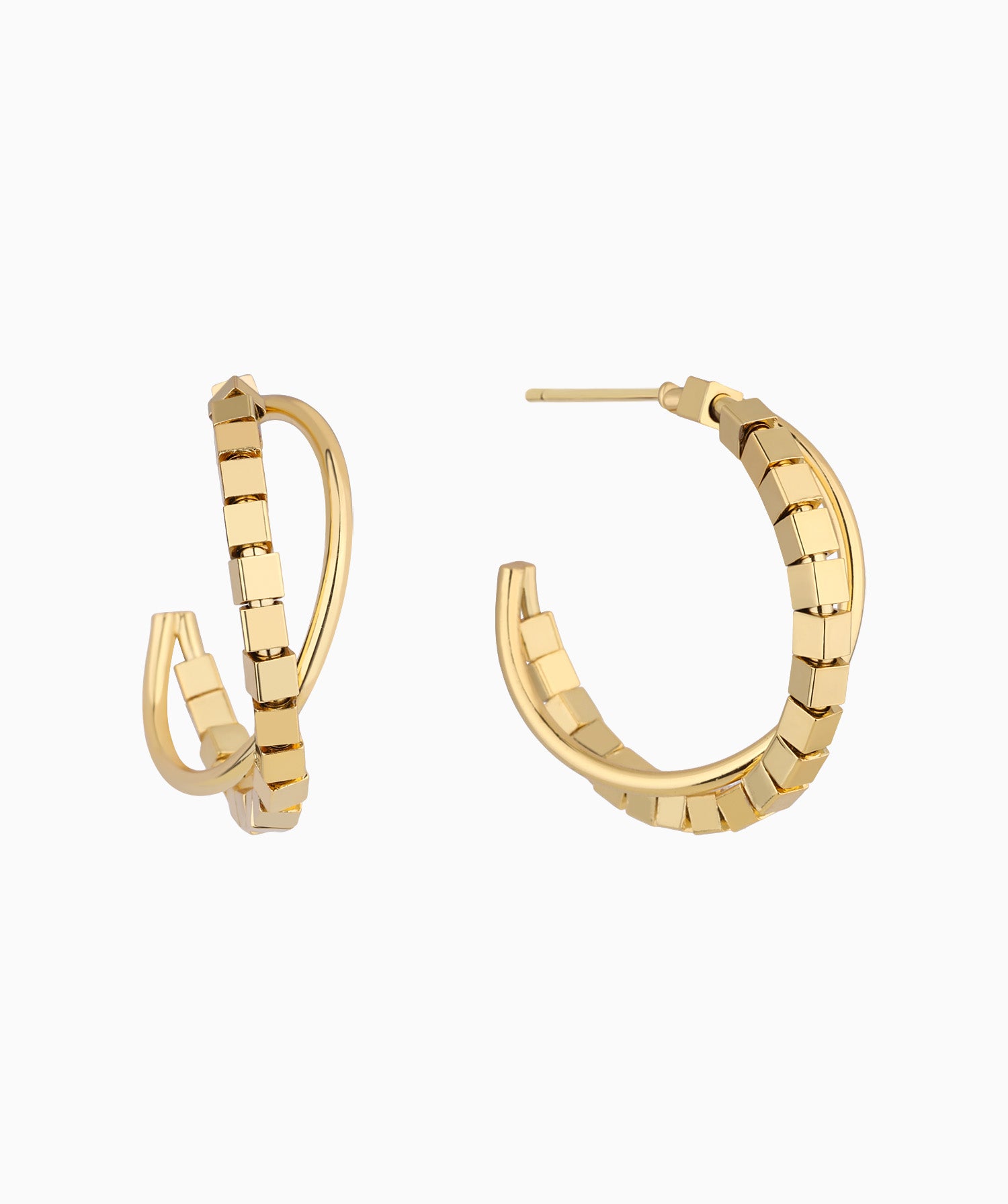 Cross Double Huggie Hoops - OumoJewelry