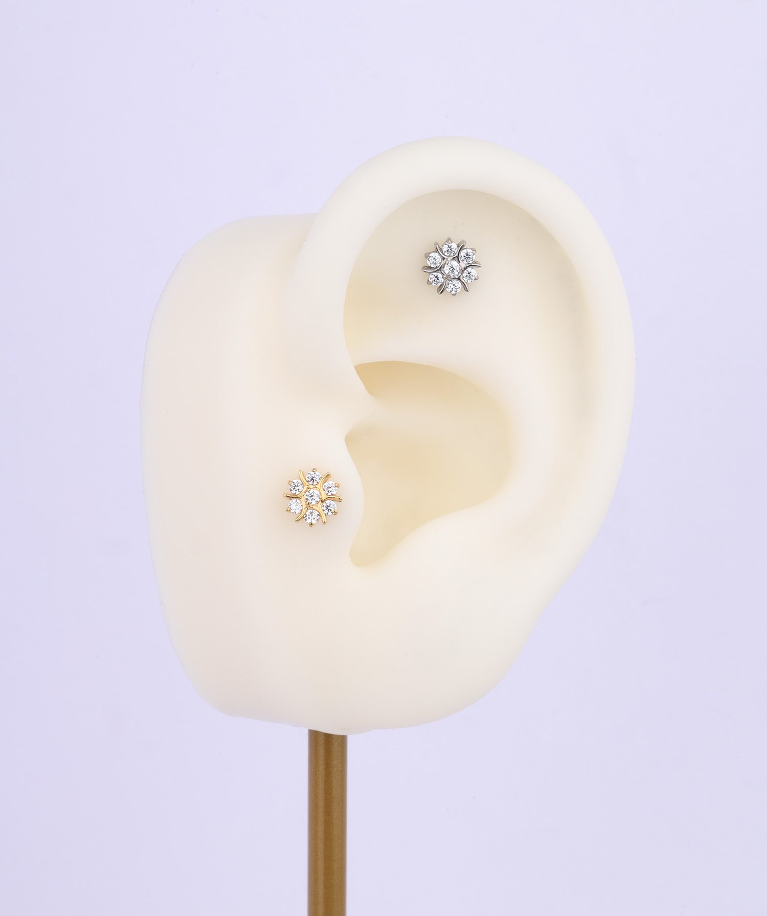 Titanium Exquisite Flower Flatback Stud - OumoJewelry
