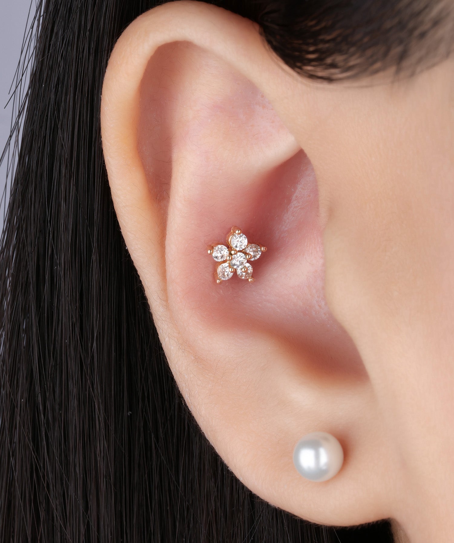 Sparkle Flower Flatback Stud - OumoJewelry