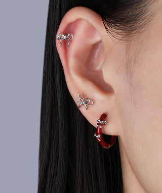 Enamel Bow Hoops - OumoJewelry