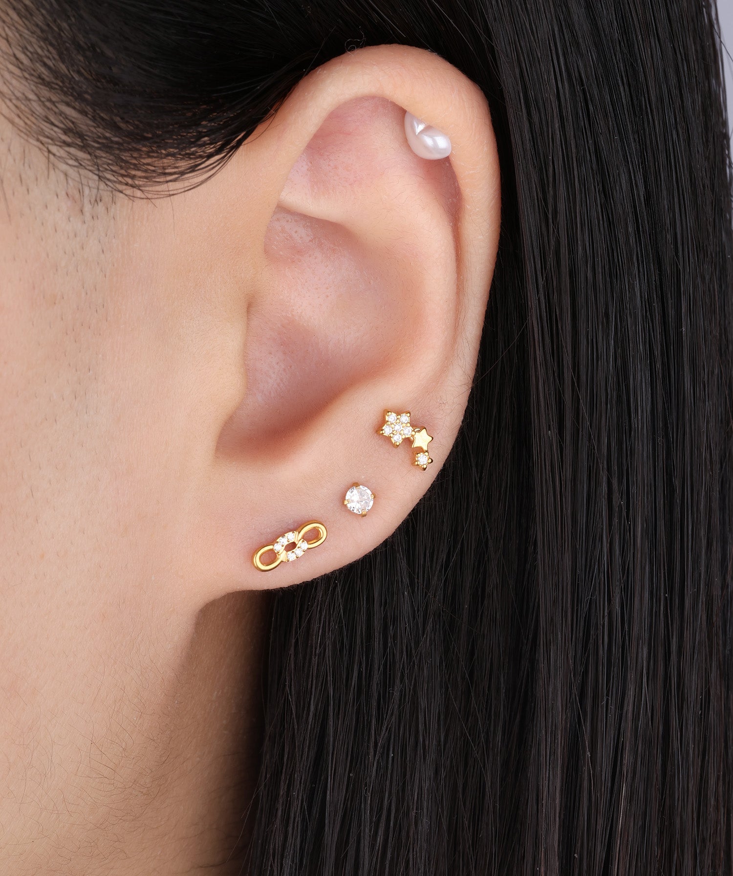 Titanium Infinity Chain Flatback Stud - OumoJewelry
