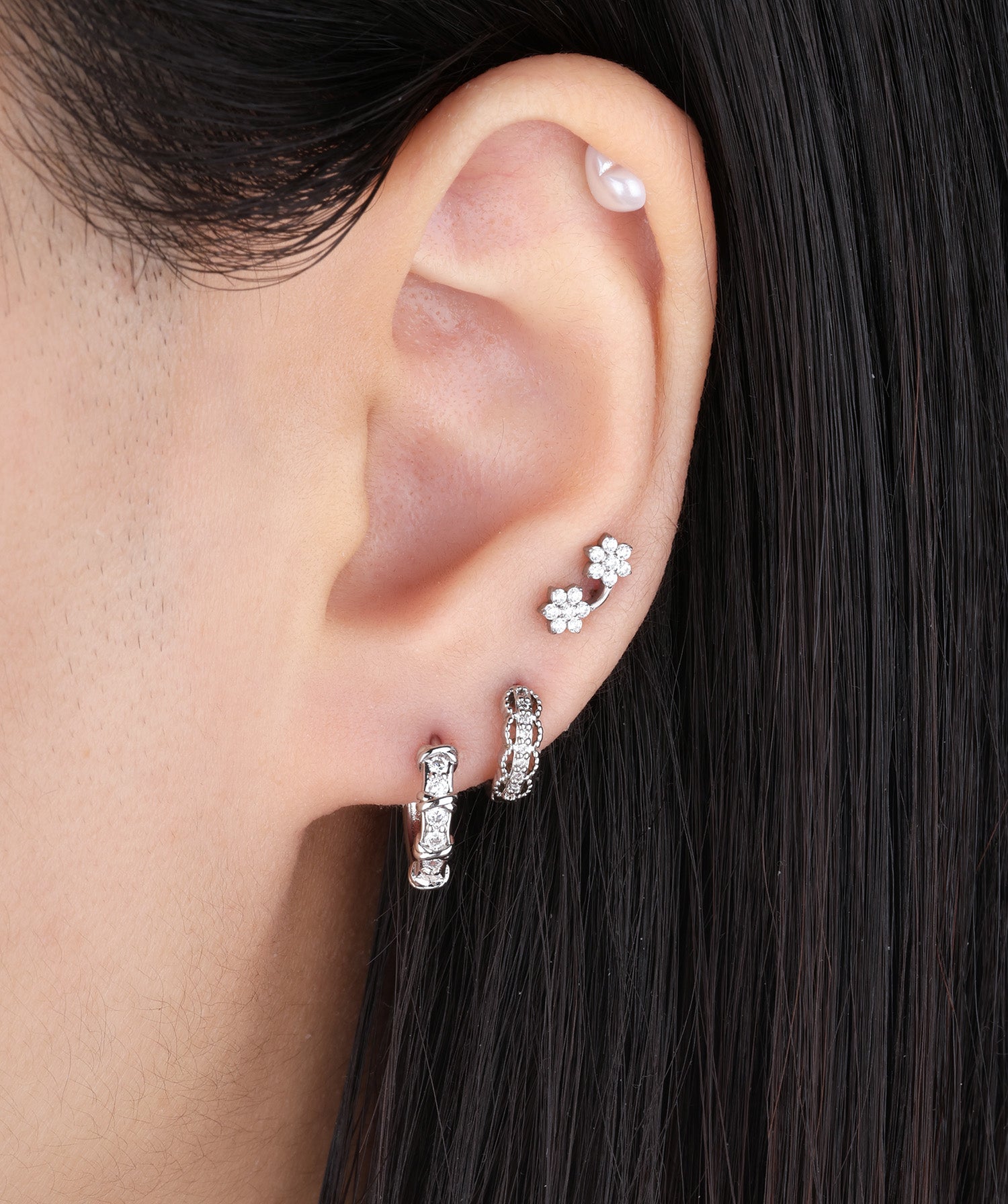Titanium Rainbow Flower Flatback Stud - OumoJewelry