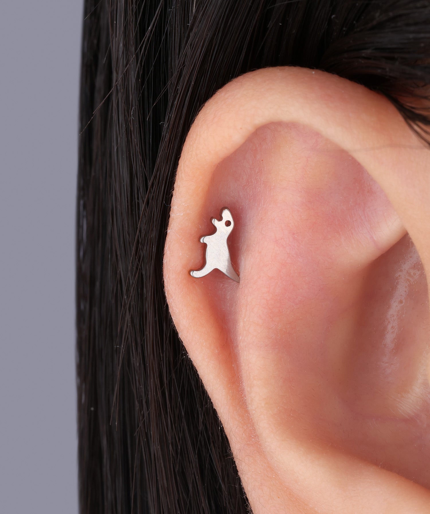 Titanium Dinosaur Flatback Stud - OumoJewelry