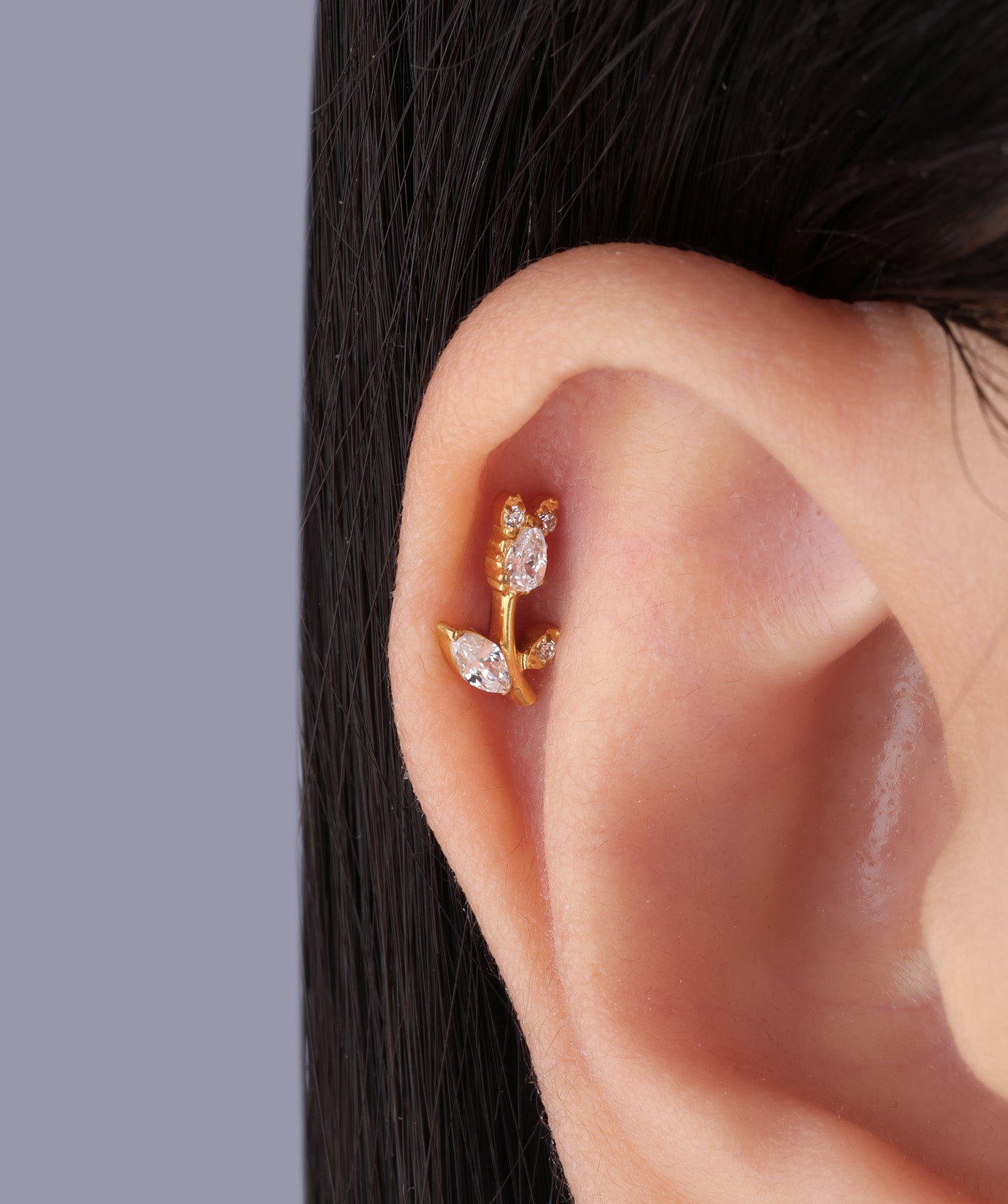 Titanium Cute Tulip Flatback Stud - OumoJewelry