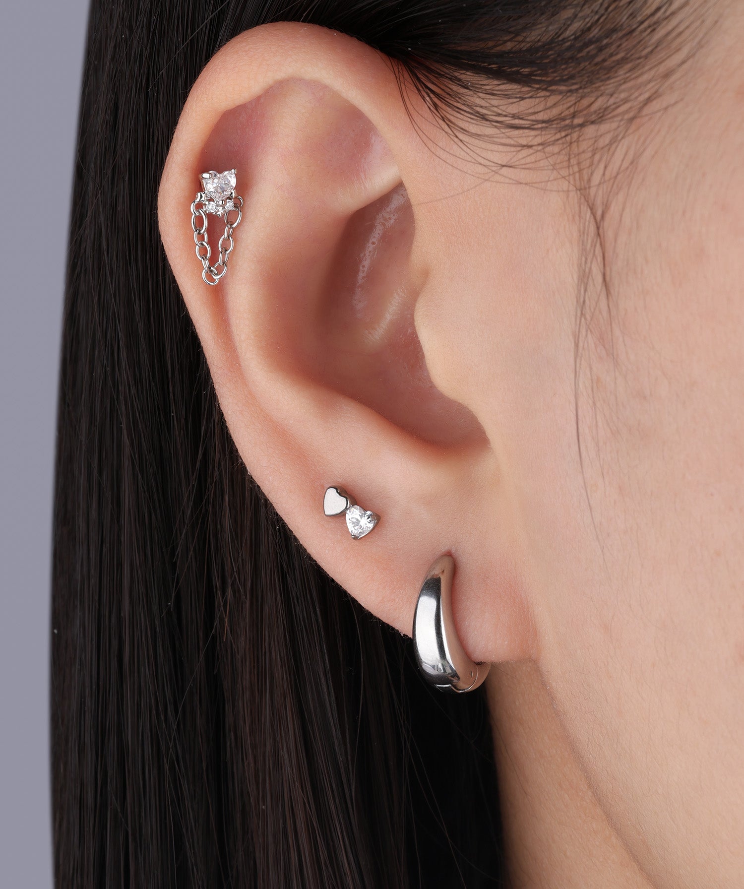 Titanium Double Love Flatback Stud - OumoJewelry