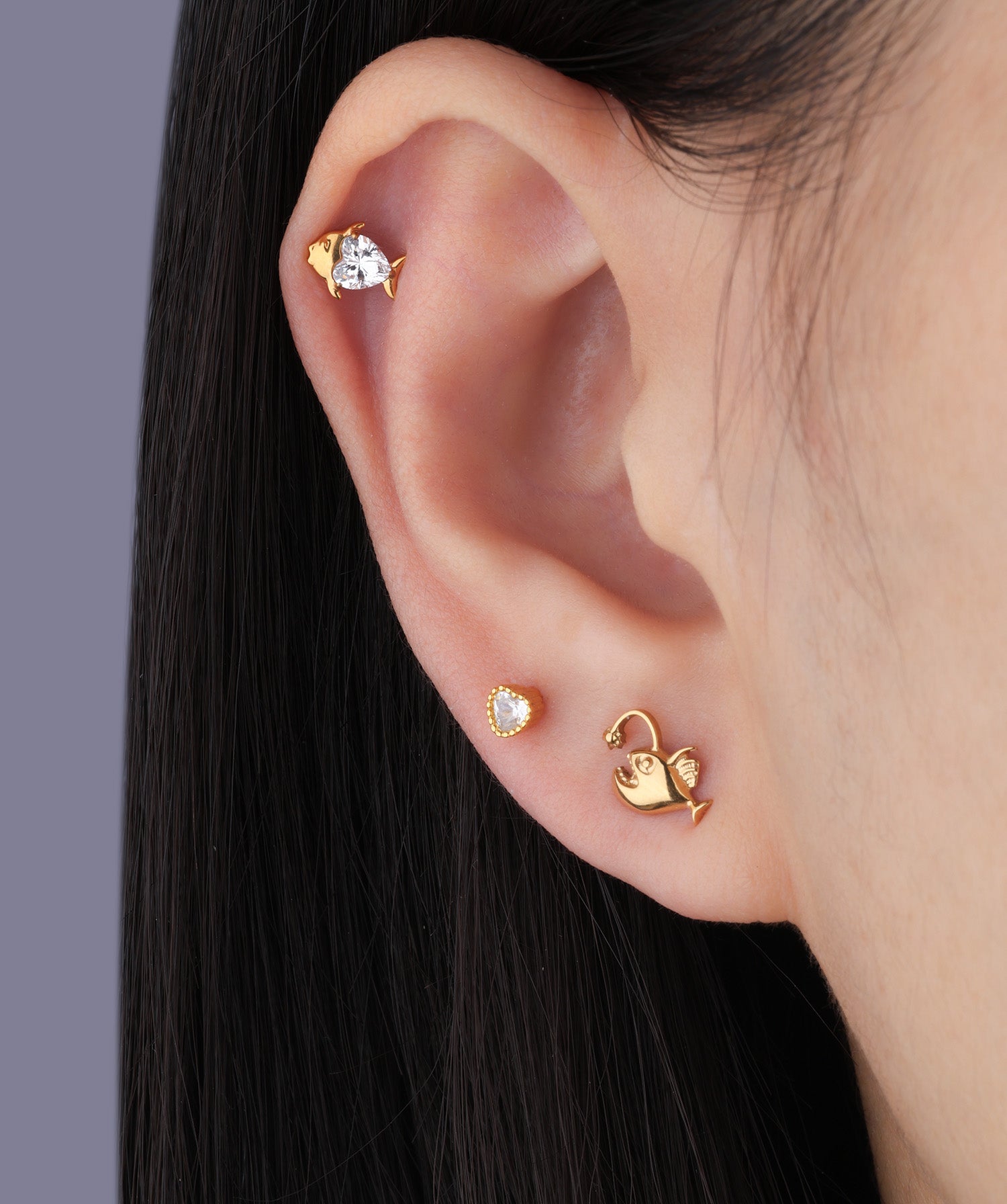 Titanium Love Fish Flatback Stud - OumoJewelry