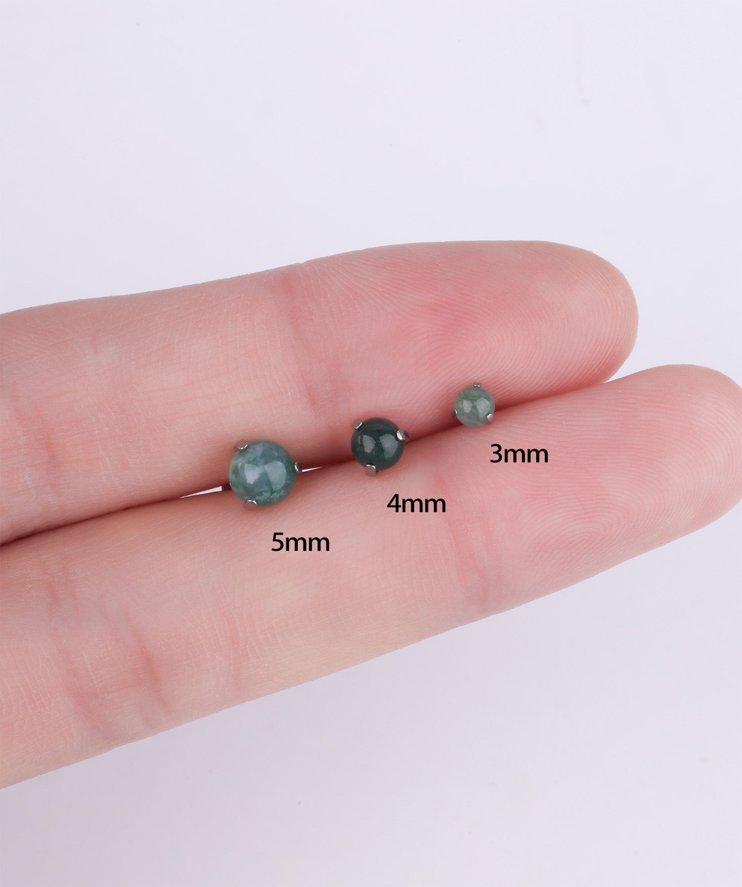 Titanium Water Grass Agate Flatback Stud - OumoJewelry
