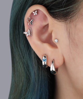 Enamel Butterfly Hoops - OumoJewelry
