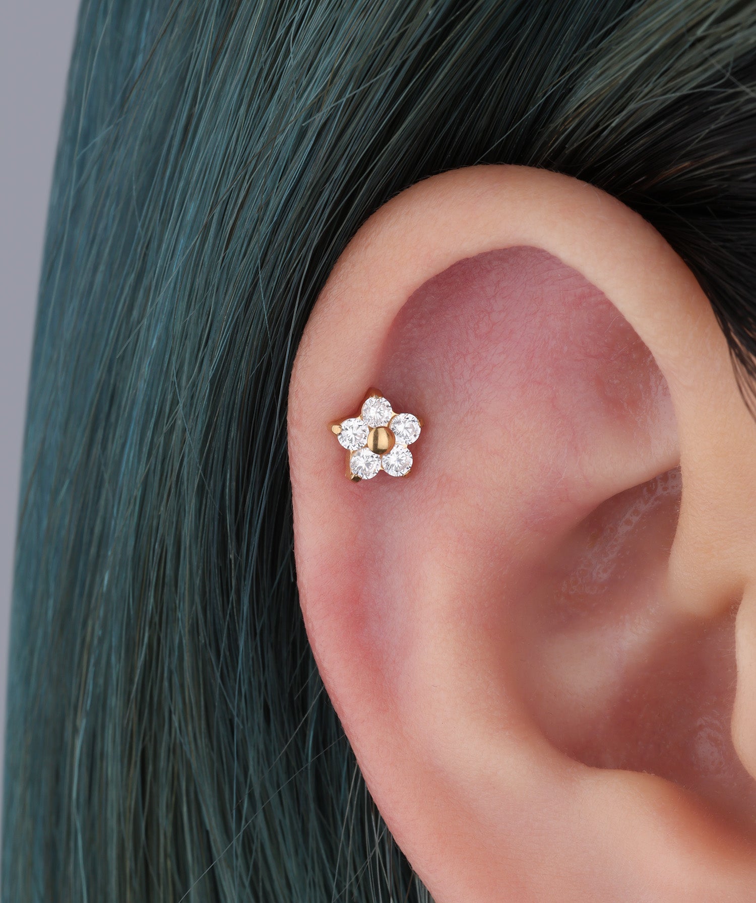 Titanium Flower Flatback Stud - OumoJewelry