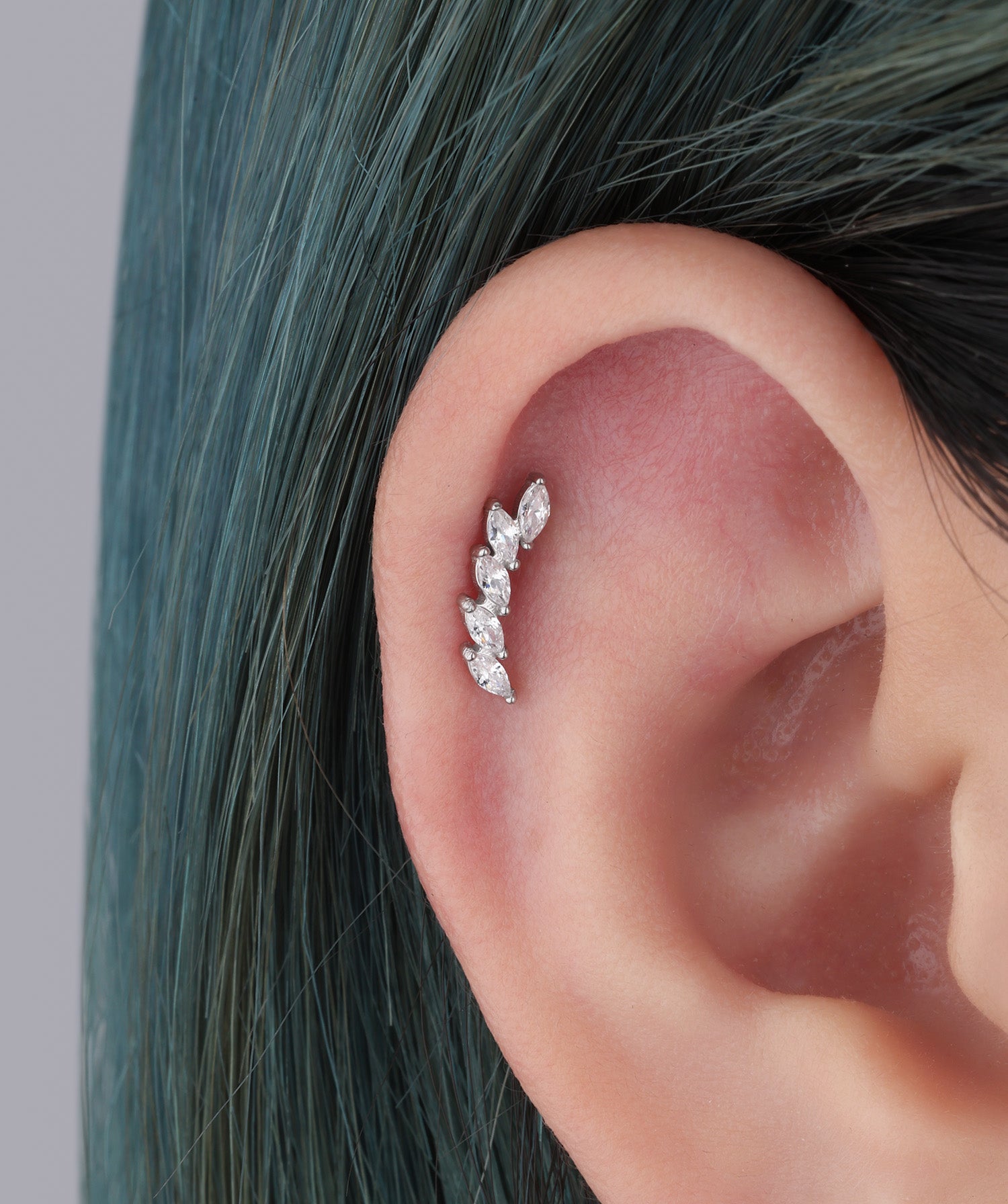 Titanium Marquise Curve Flatback Stud - Titanium - Helix, Forward Helix, Upper Lobe - Oumo Jewelry