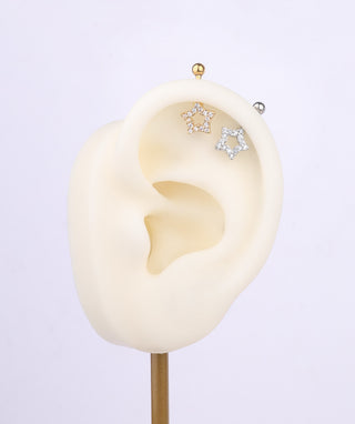 Hollow Star Vertical Helix Stud - OumoJewelry