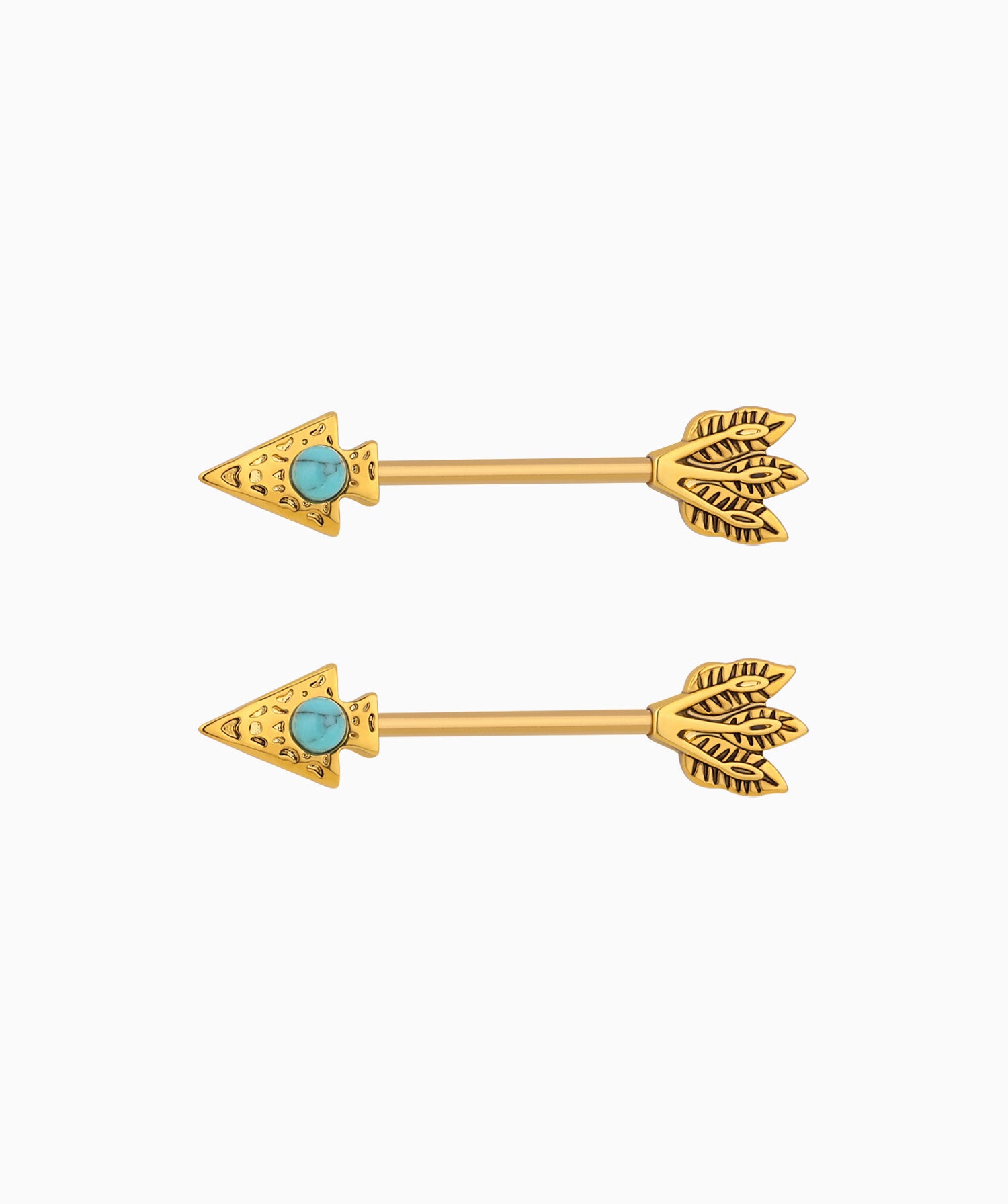 Turquoise Arrow Nipple Rings - OumoJewelry