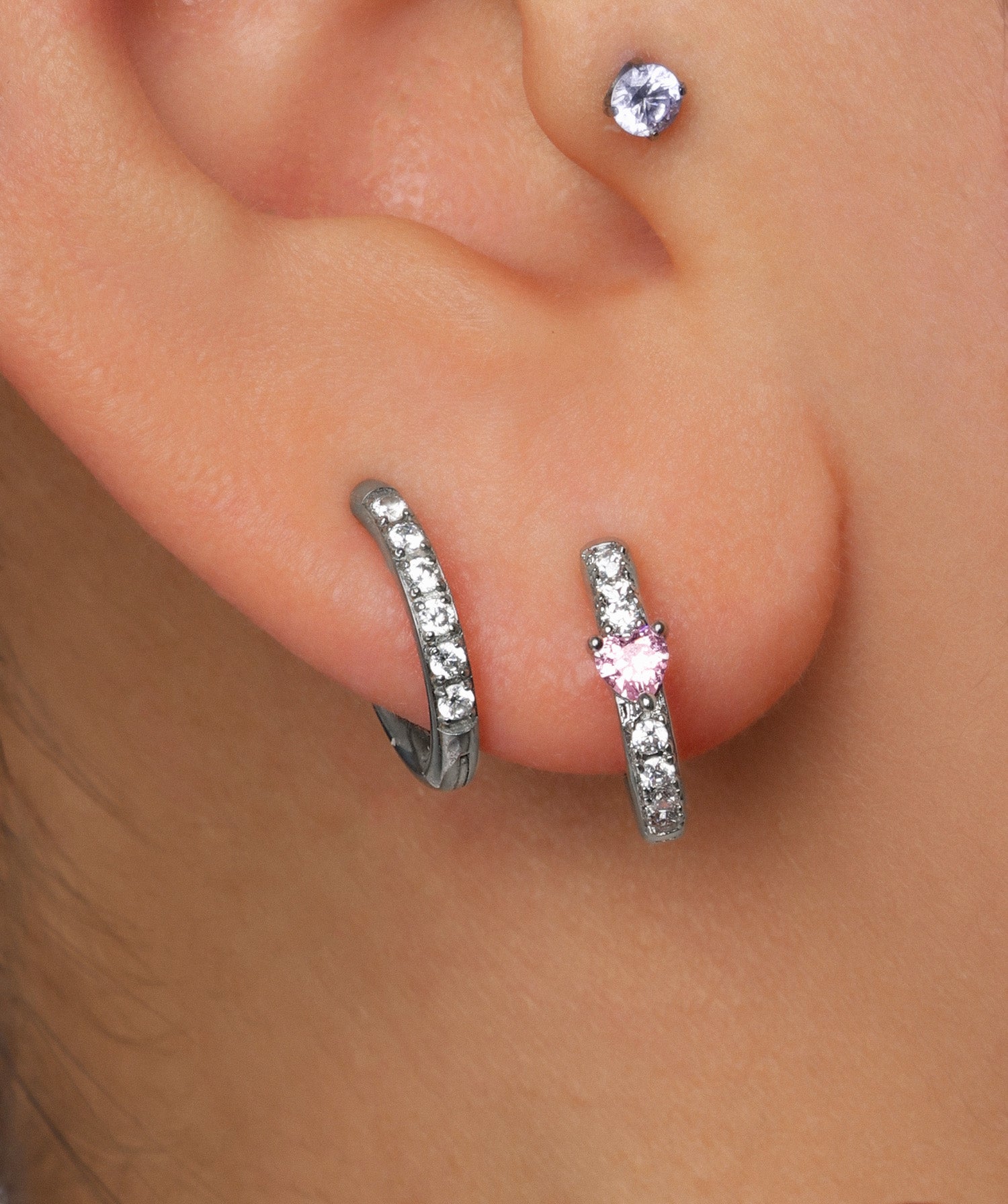 Sparkle Heart Hoop - OumoJewelry