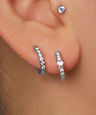 Sparkle Heart Hoop - OumoJewelry