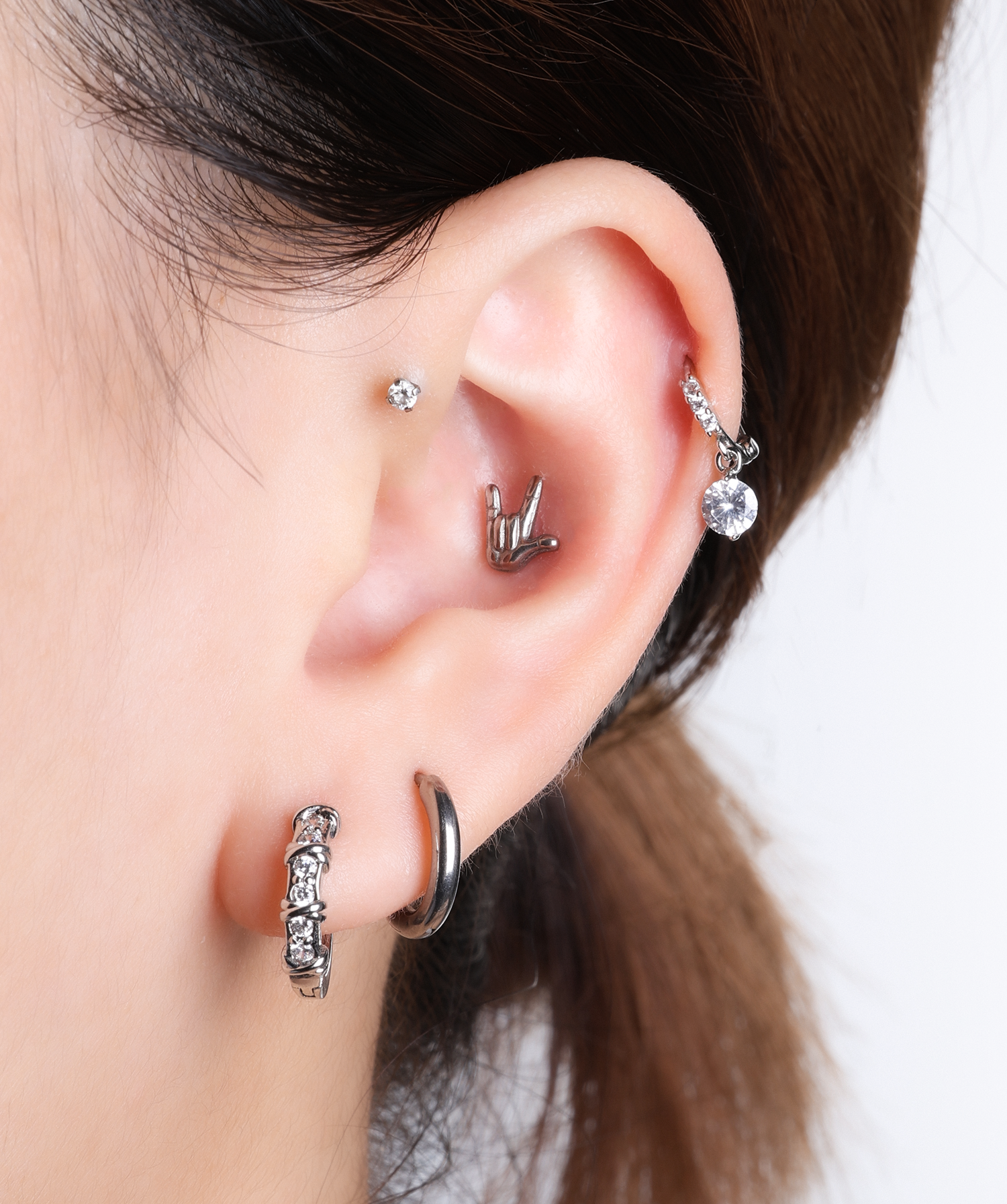 Titanium Love Sign Stud - OumoJewelry