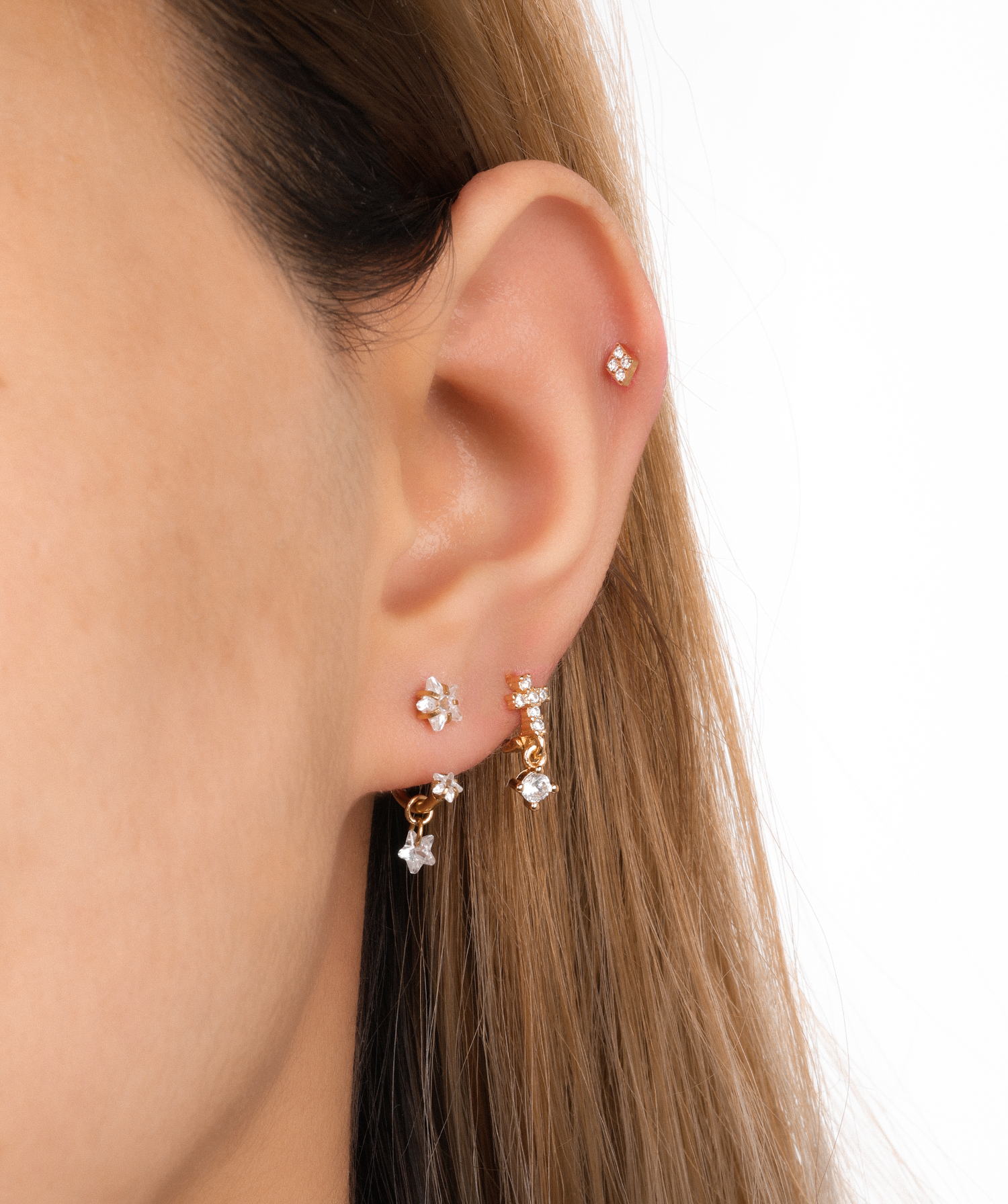 Gem Cross Hoop - OumoJewelry