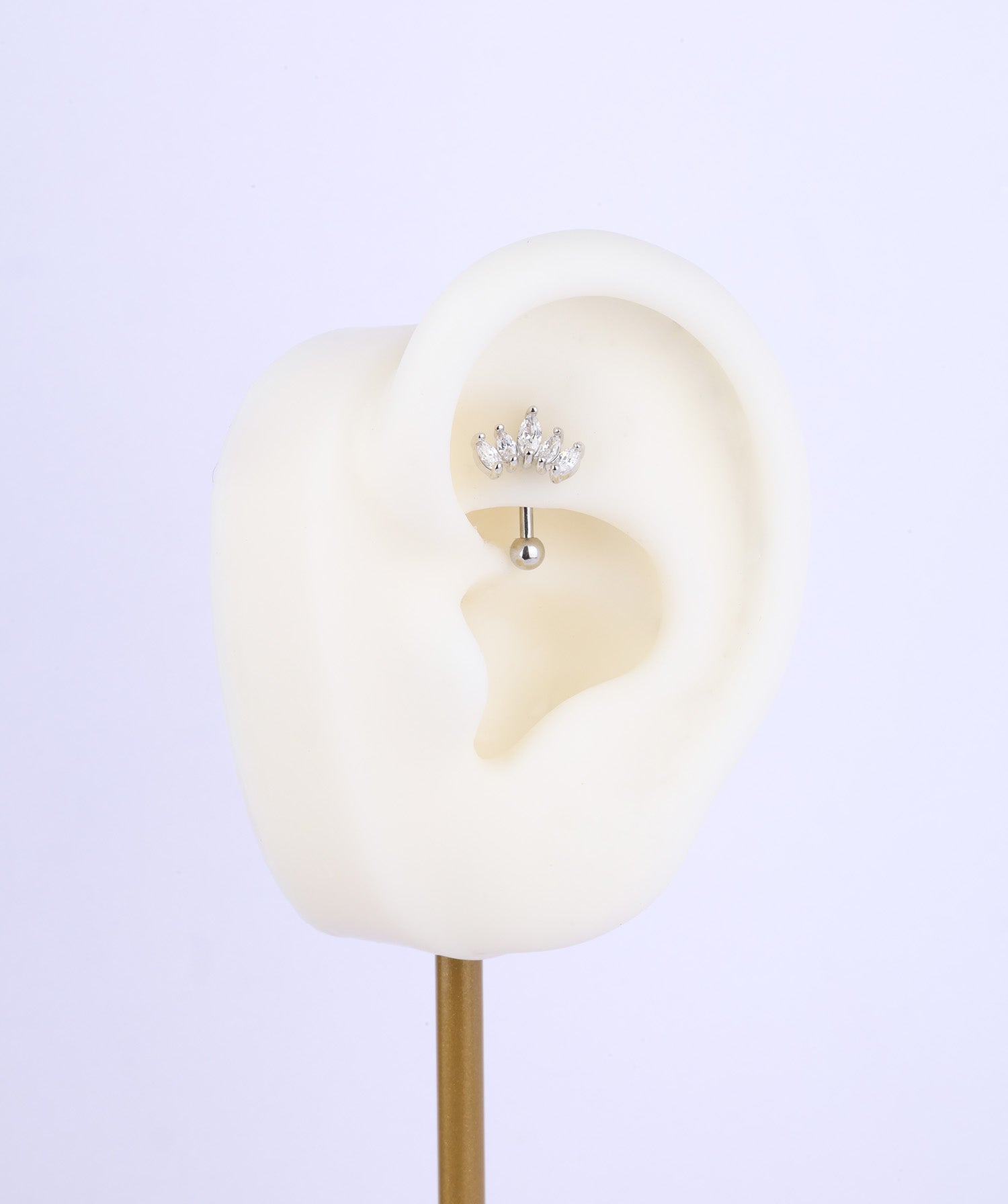 Marquise Crown Curve Barbell - OumoJewelry