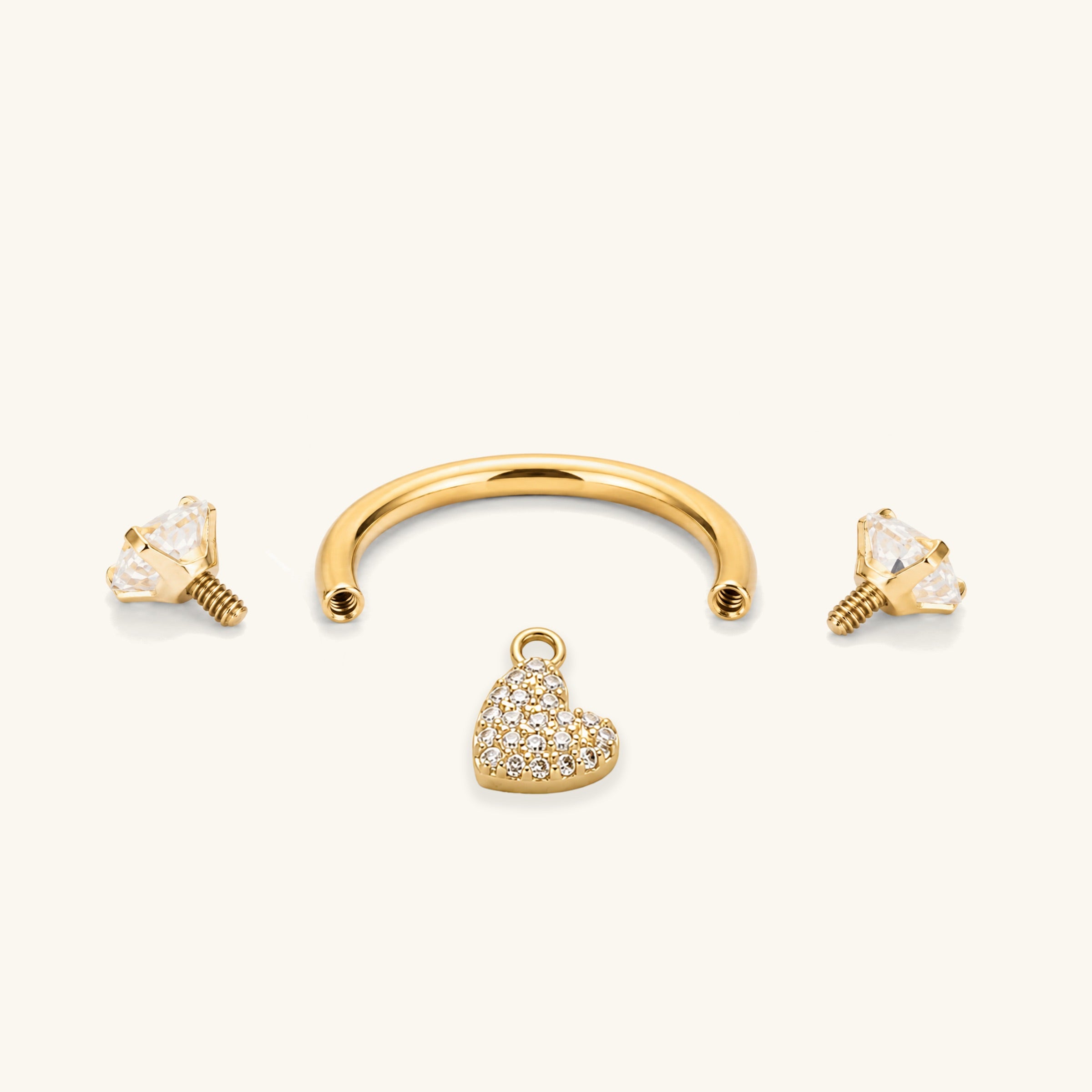 Heart Drop Horseshoe Ring