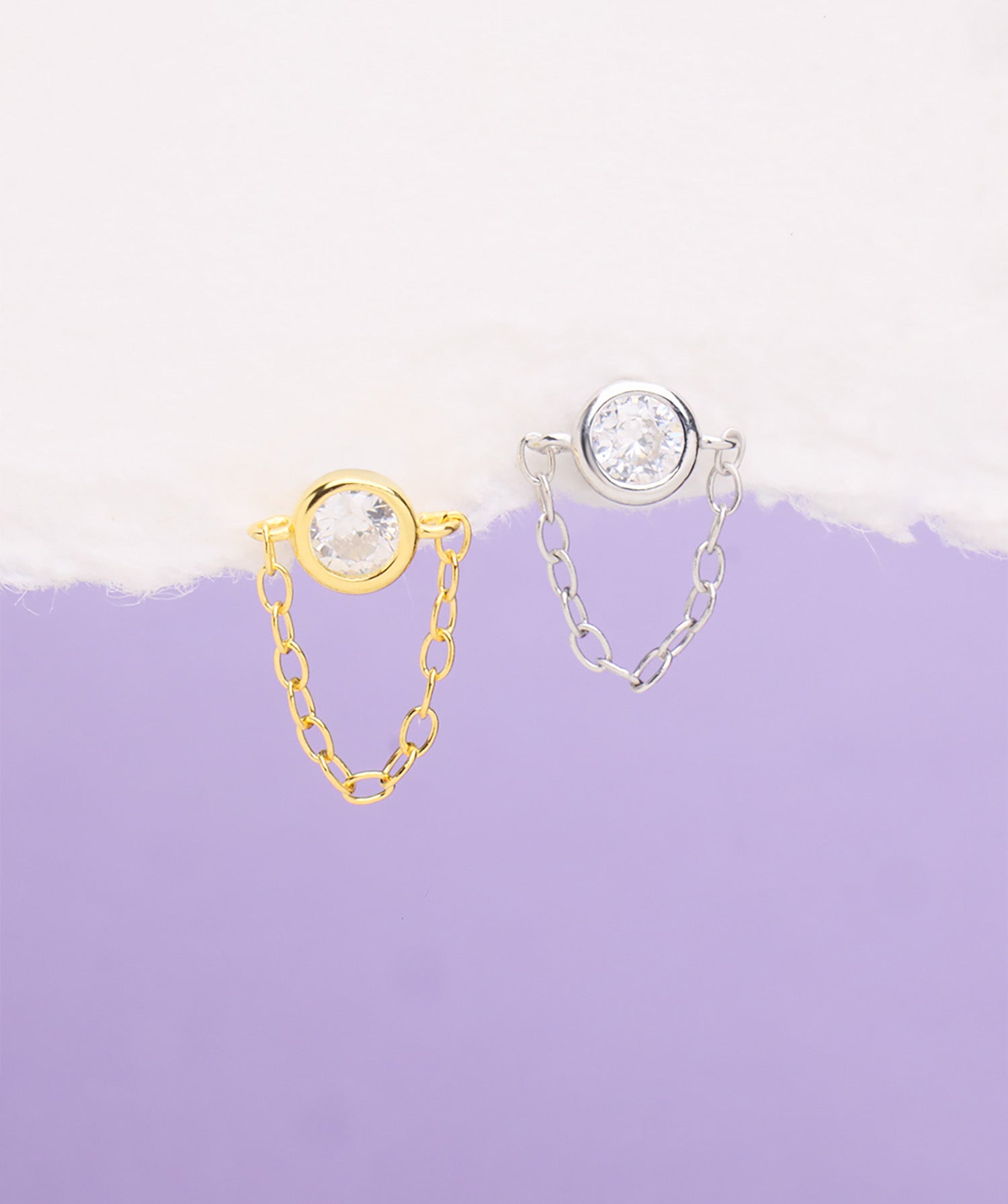 Sparkling Gemstone Chain Flatback Stud - OumoJewelry