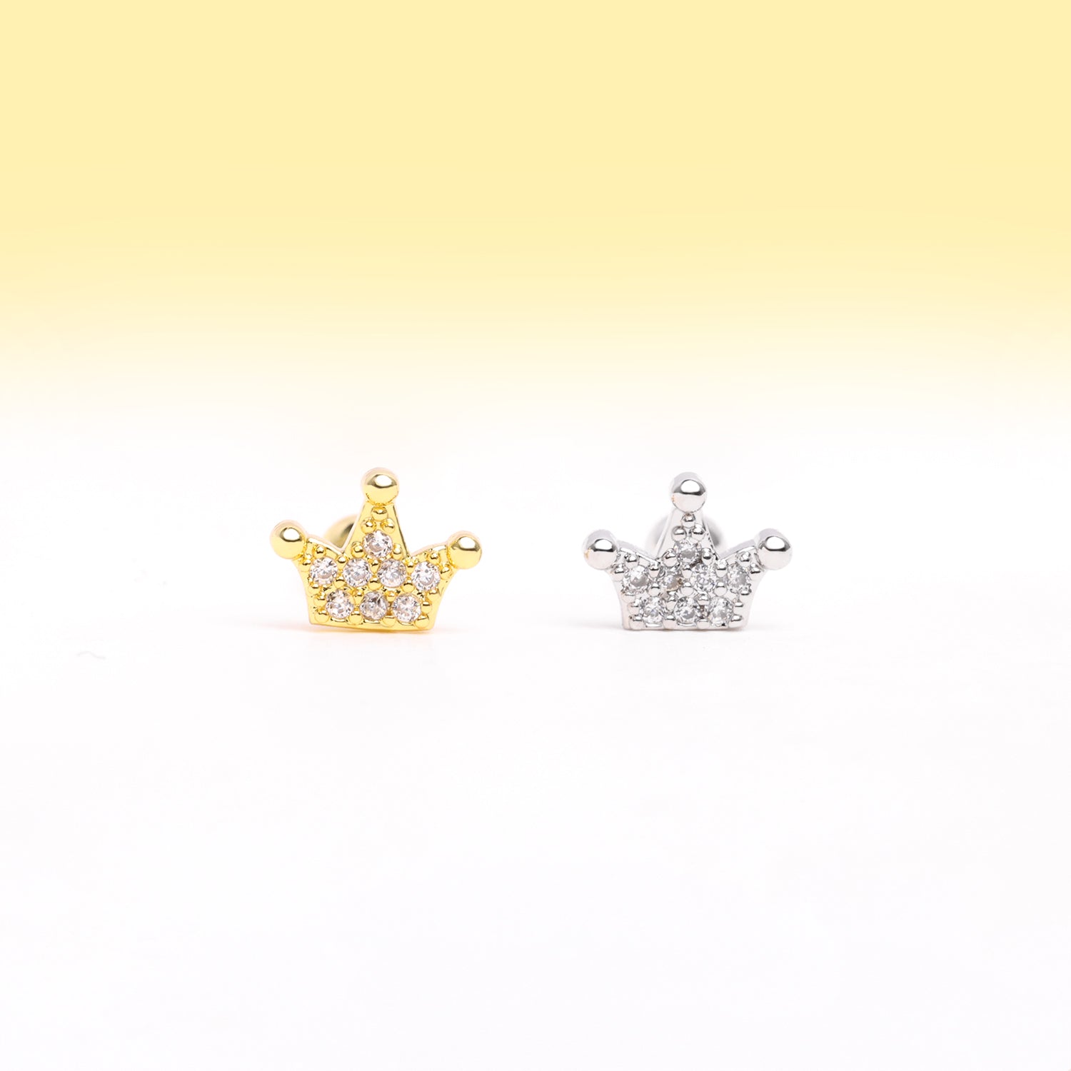 Sparkling Crown Stud - Stainless Steel - Upper Lobe, Helix - Oumo Jewelry