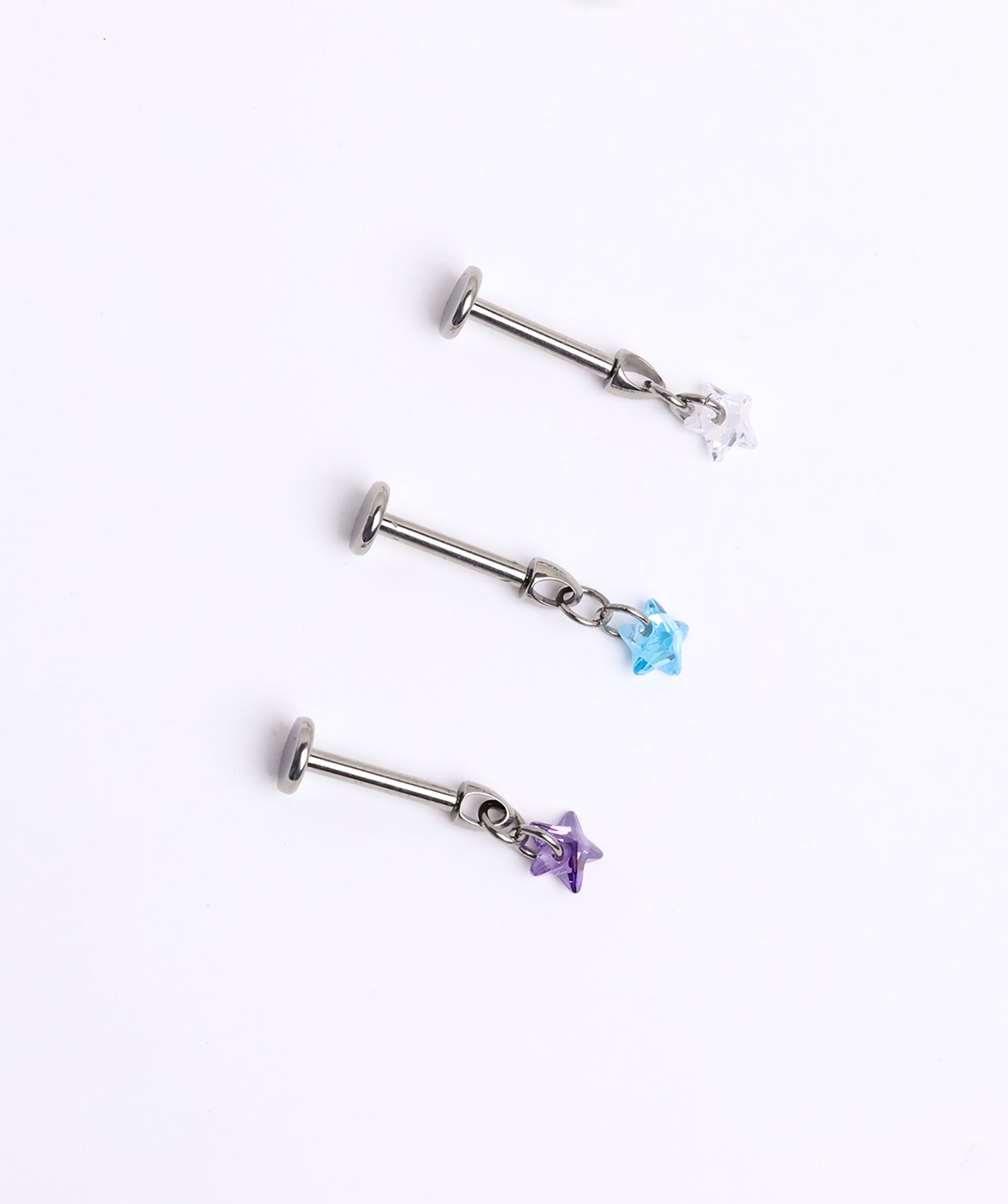 Titanium Star Vertical Helix Flatback Stud - OumoJewelry