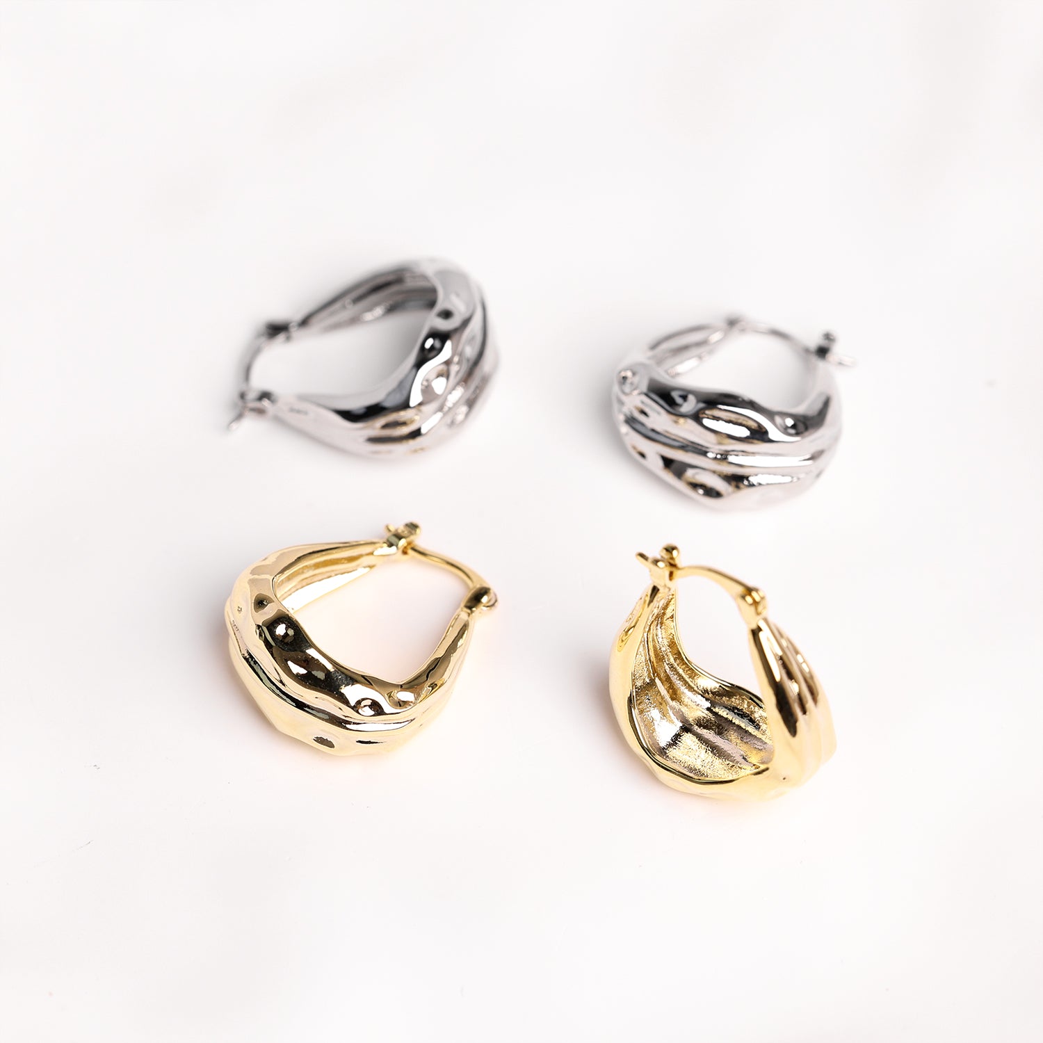 Lava Hoop Earrings - Brass - Oumo Jewelry