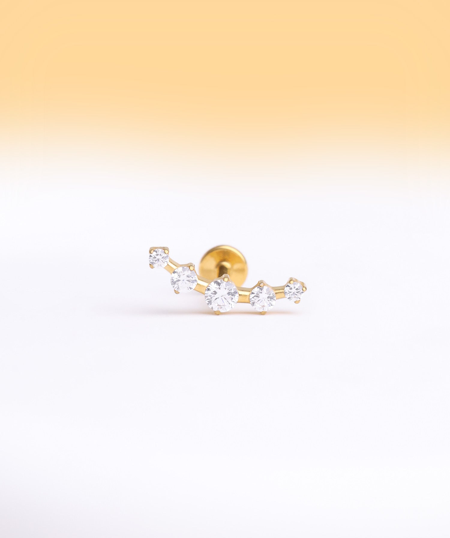 Titanium Curved Gems Flatback Stud - OumoJewelry