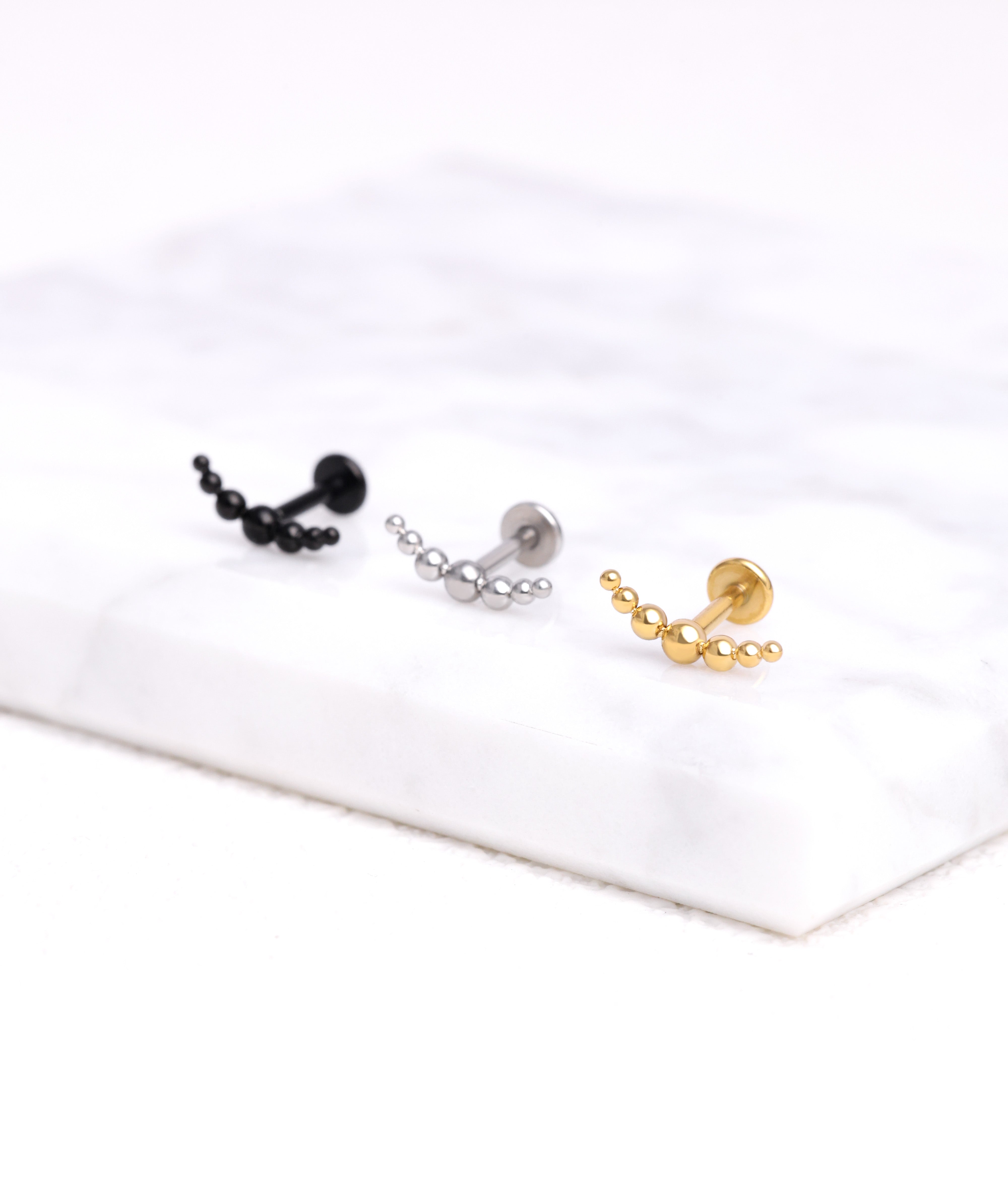 Curved Ball Flatback Stud - OumoJewelry